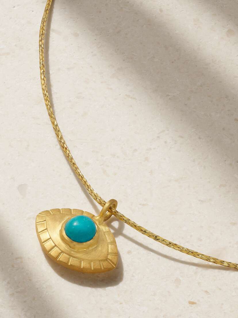 Pippa Small 18-karat Gold, Cord And Turquoise Necklace