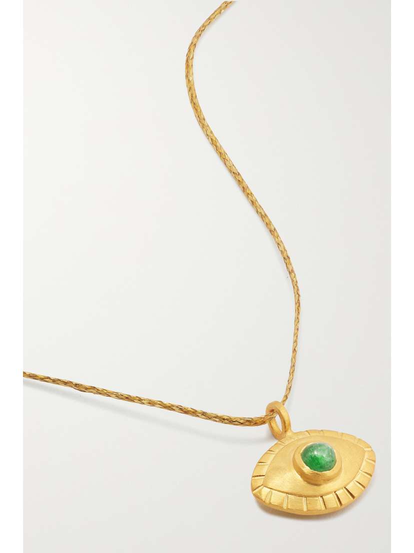 Pippa Small 18-karat Gold, Cord And Tsavorite Necklace