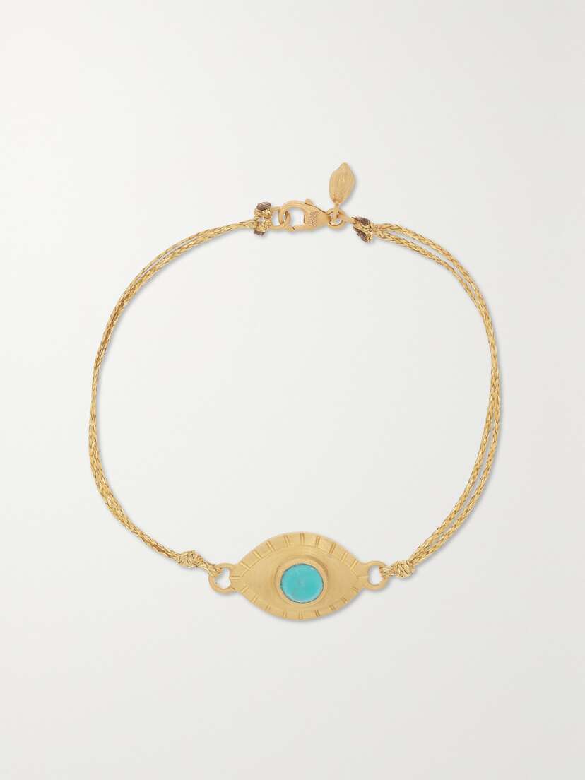Pippa Small 18-karat Gold, Cord And Turquoise Bracelet