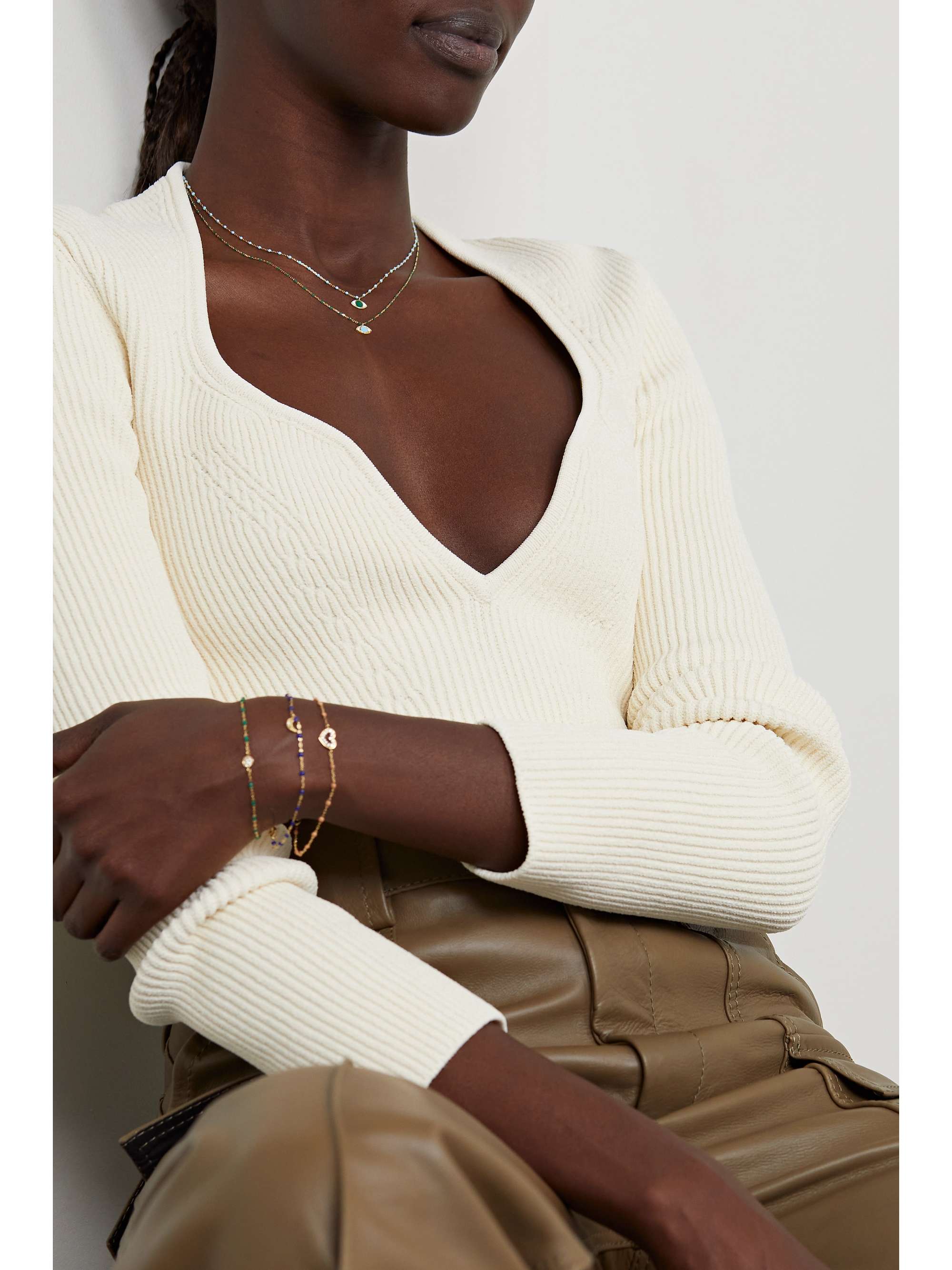 GIGI CLOZEAU Eye Mini Gigi 18-karat gold multi-stone necklace