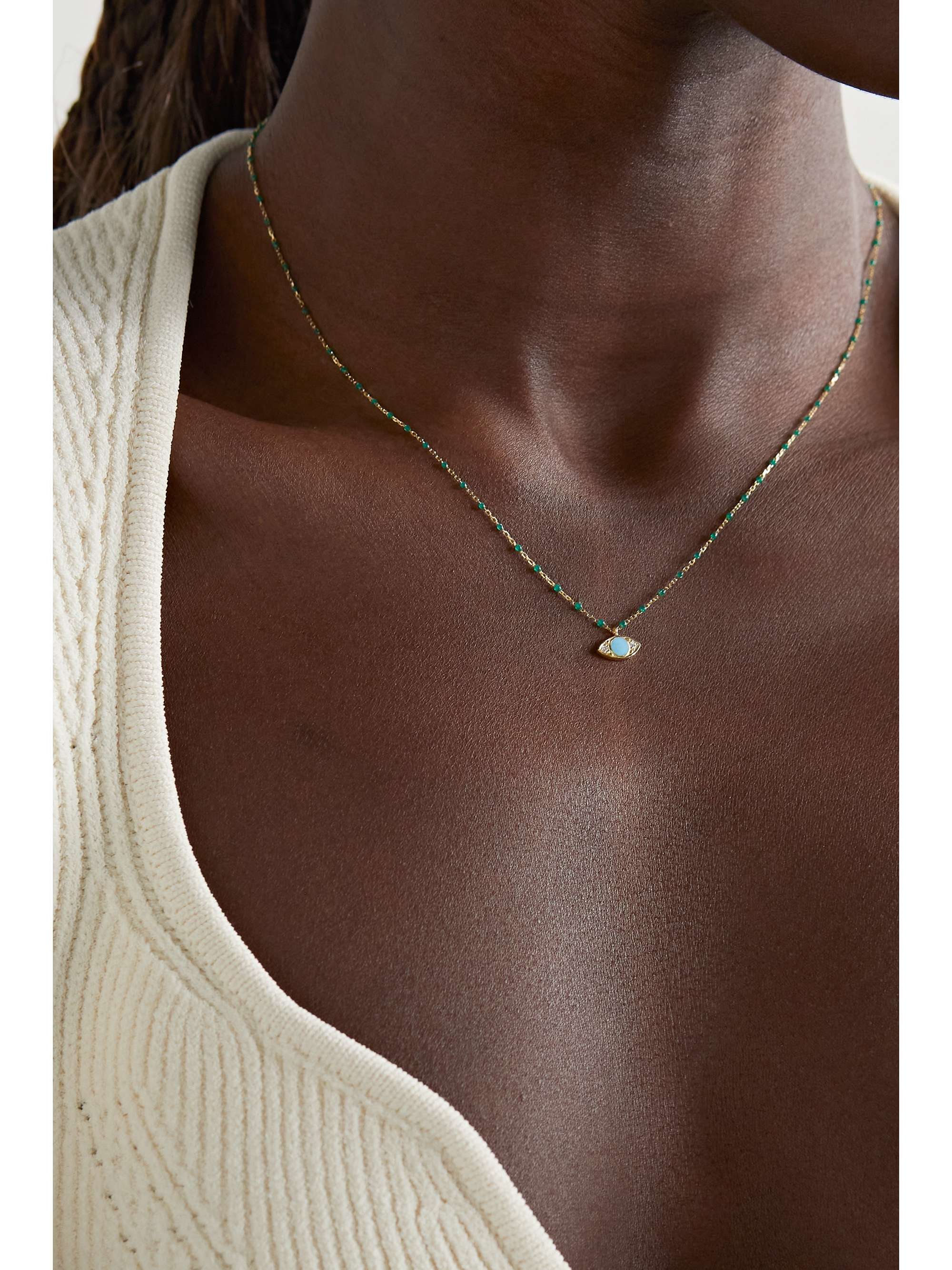 GIGI CLOZEAU Eye Mini Gigi 18-karat gold multi-stone necklace