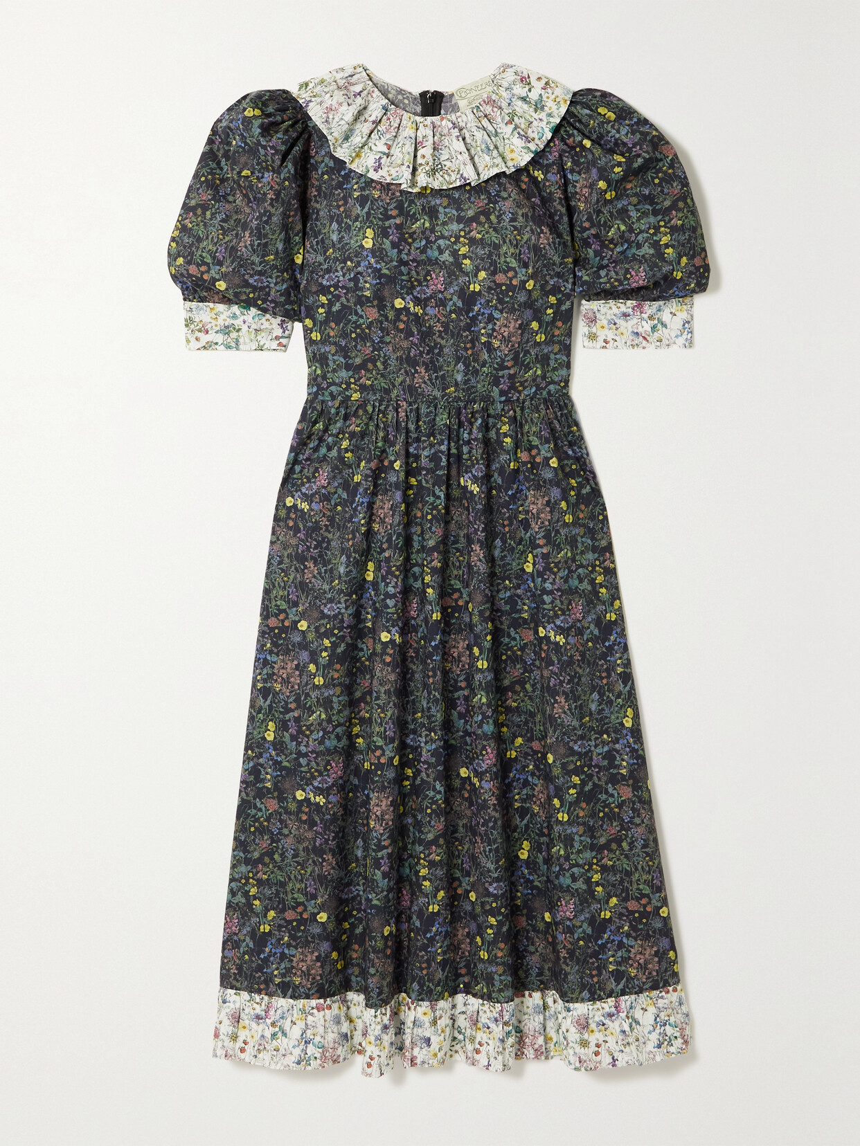 O PIONEERS Claudette Ruffled Floral-print Cotton Midi Dress