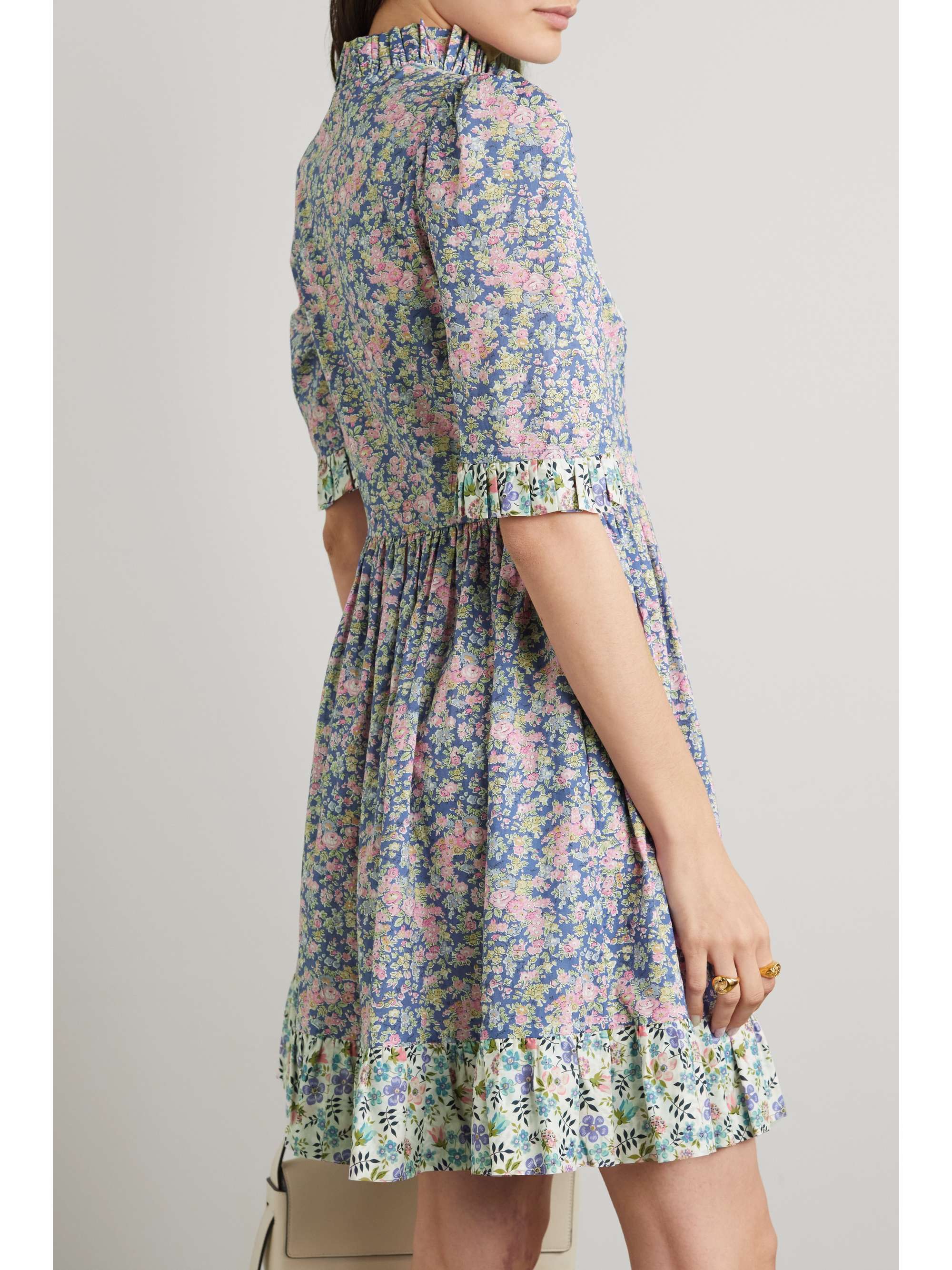 O PIONEERS Tania ruffled floral-print cotton mini dress