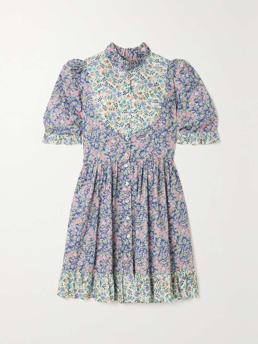 O PIONEERS Tania Ruffled Floral-print Cotton Mini Dress