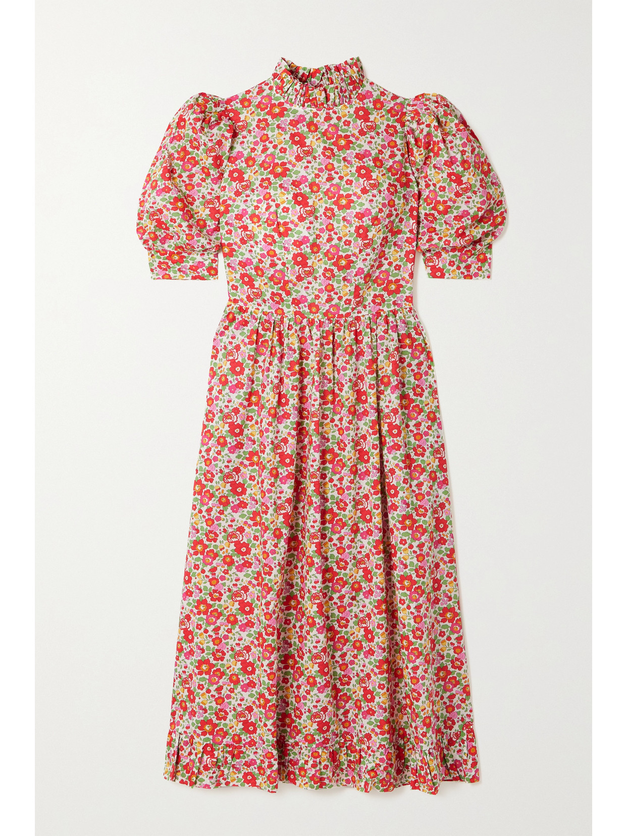 O PIONEERS Bessie Ruffled Floral-print Cotton Midi Dress