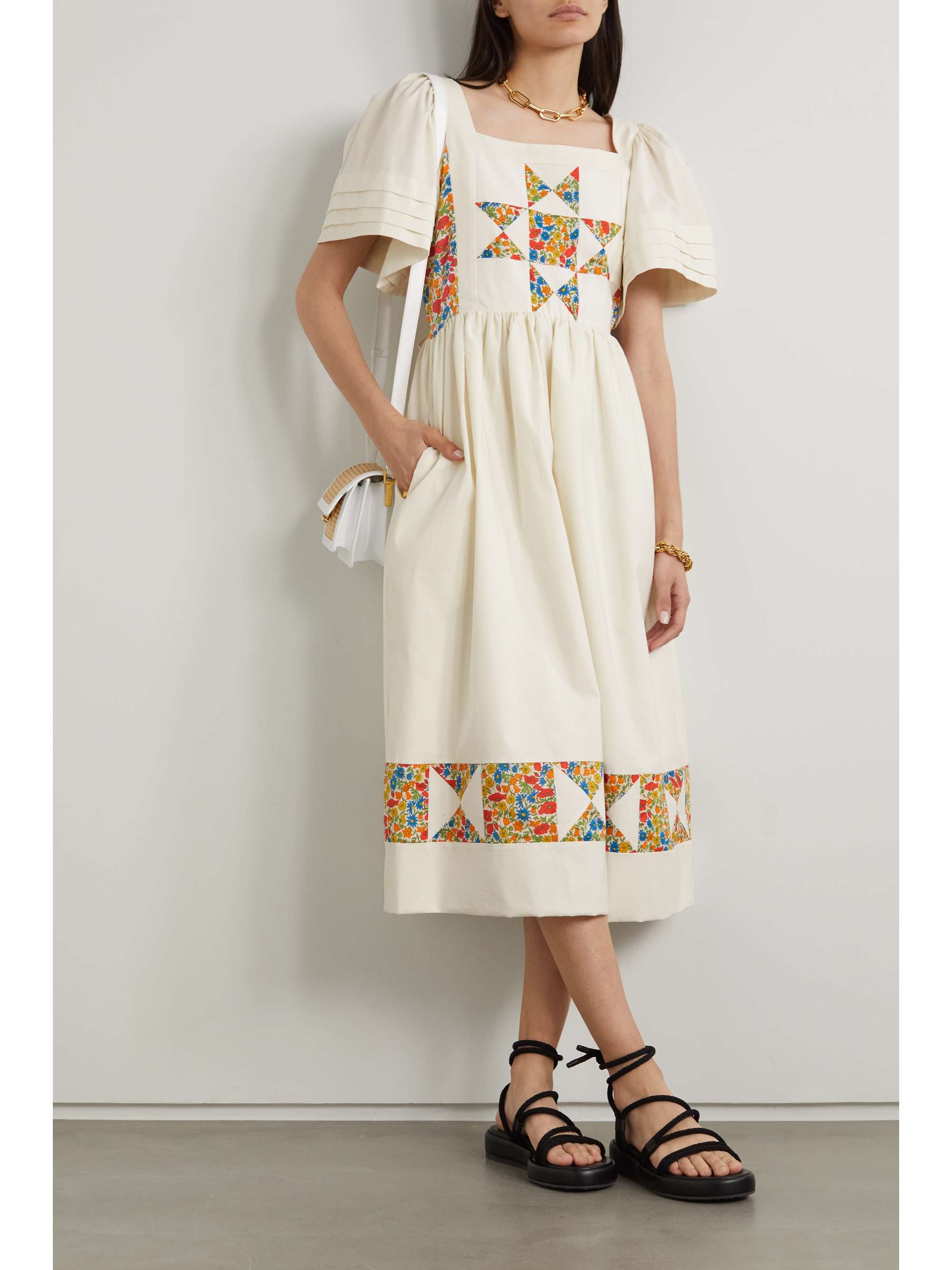 O PIONEERS Jemima patchwork floral-print cotton midi dress