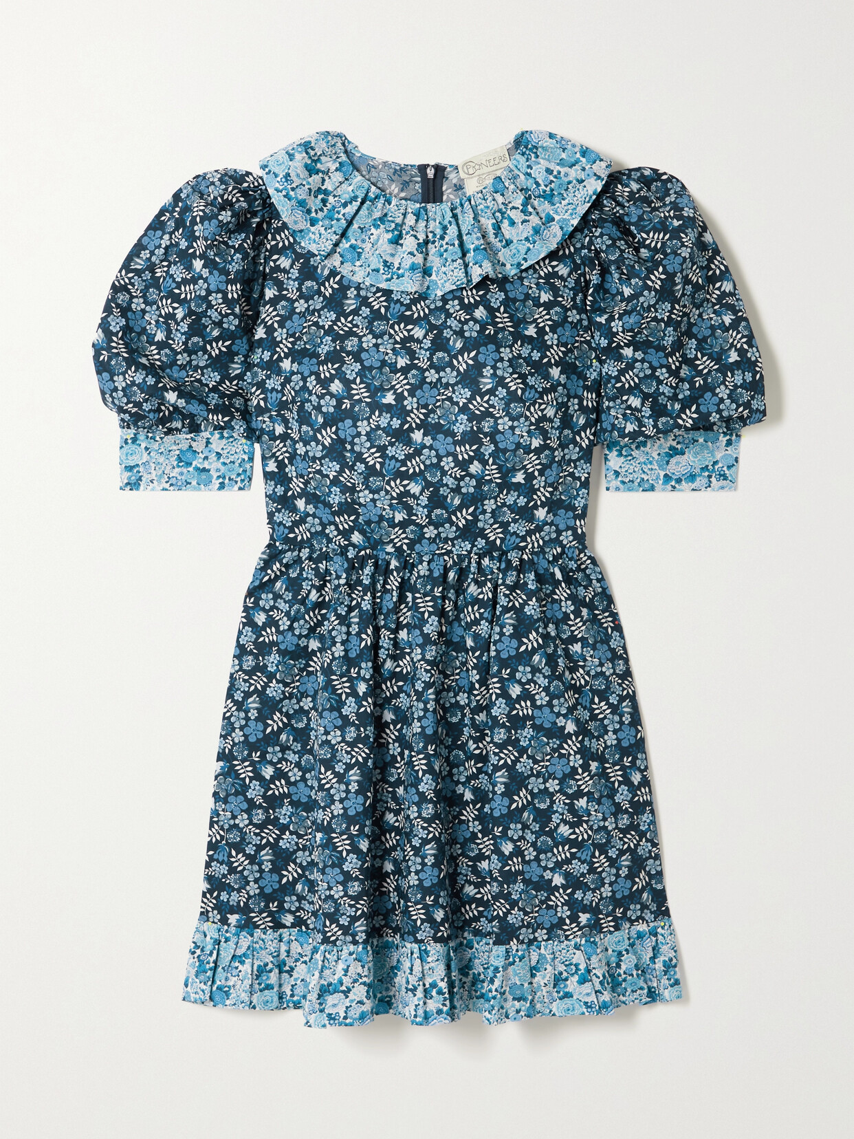 O Pioneers Claudette Ruffled Floral-print Cotton Mini Dress In Navy |  ModeSens