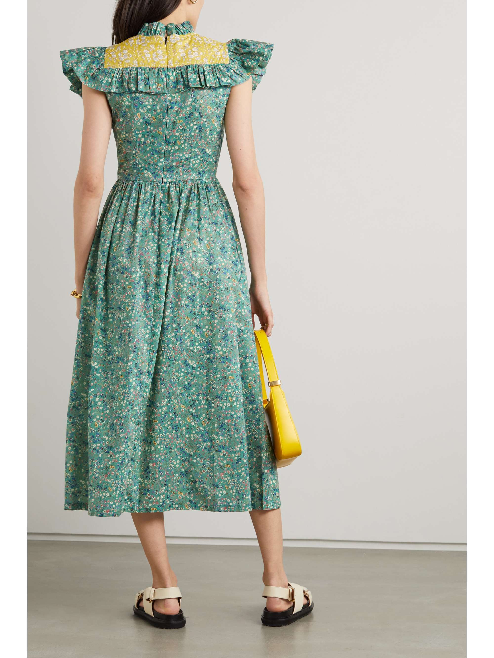 O PIONEERS Dorothy Midikleid aus Baumwolle mit Blumenprint und Rüschen