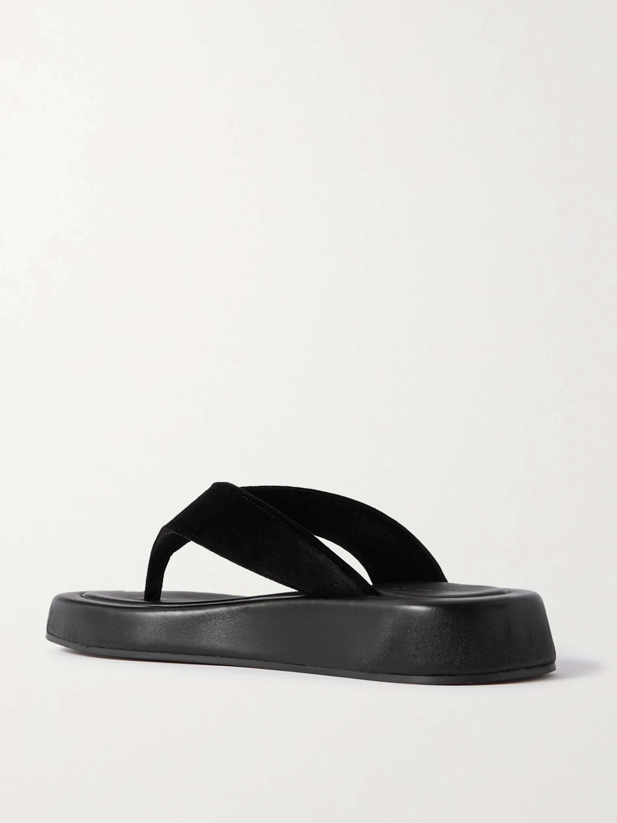 THE ROW Ginza leather and velvet platform flip flops