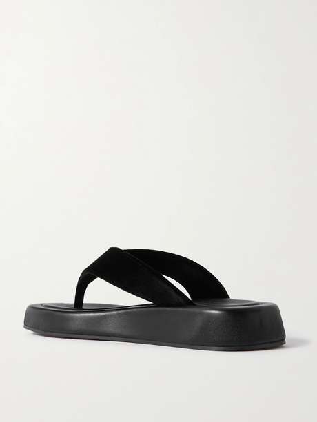 the row ginza leather platform slides