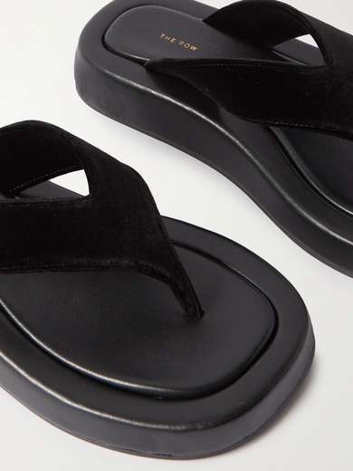 the row ginza leather platform slides