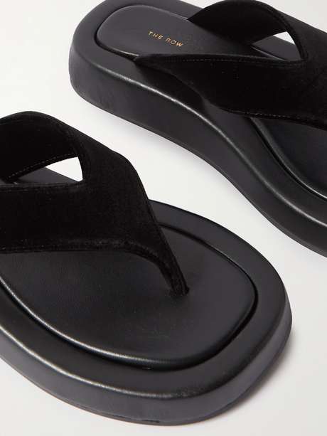 the row ginza leather platform slides