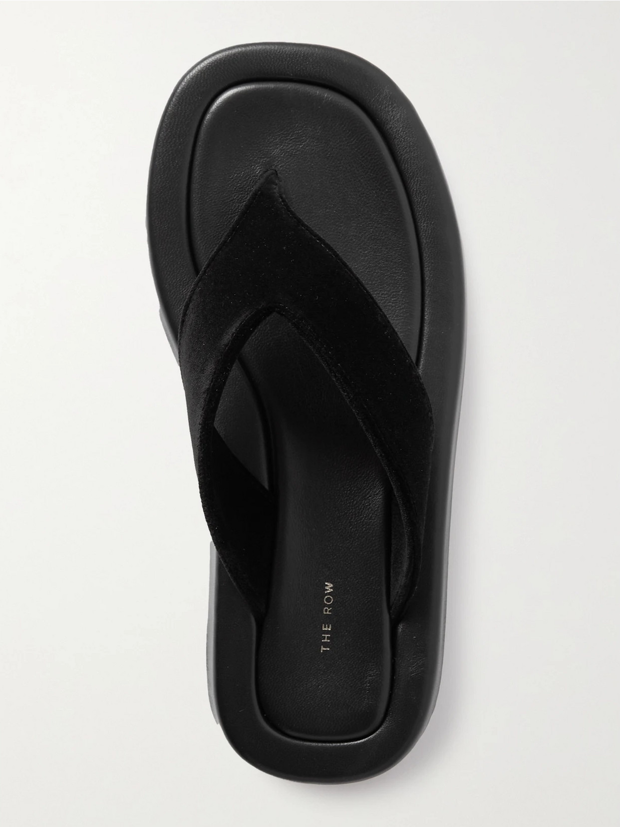 Shop The Row Ginza Leather And Velvet Platform Flip Flops In Black