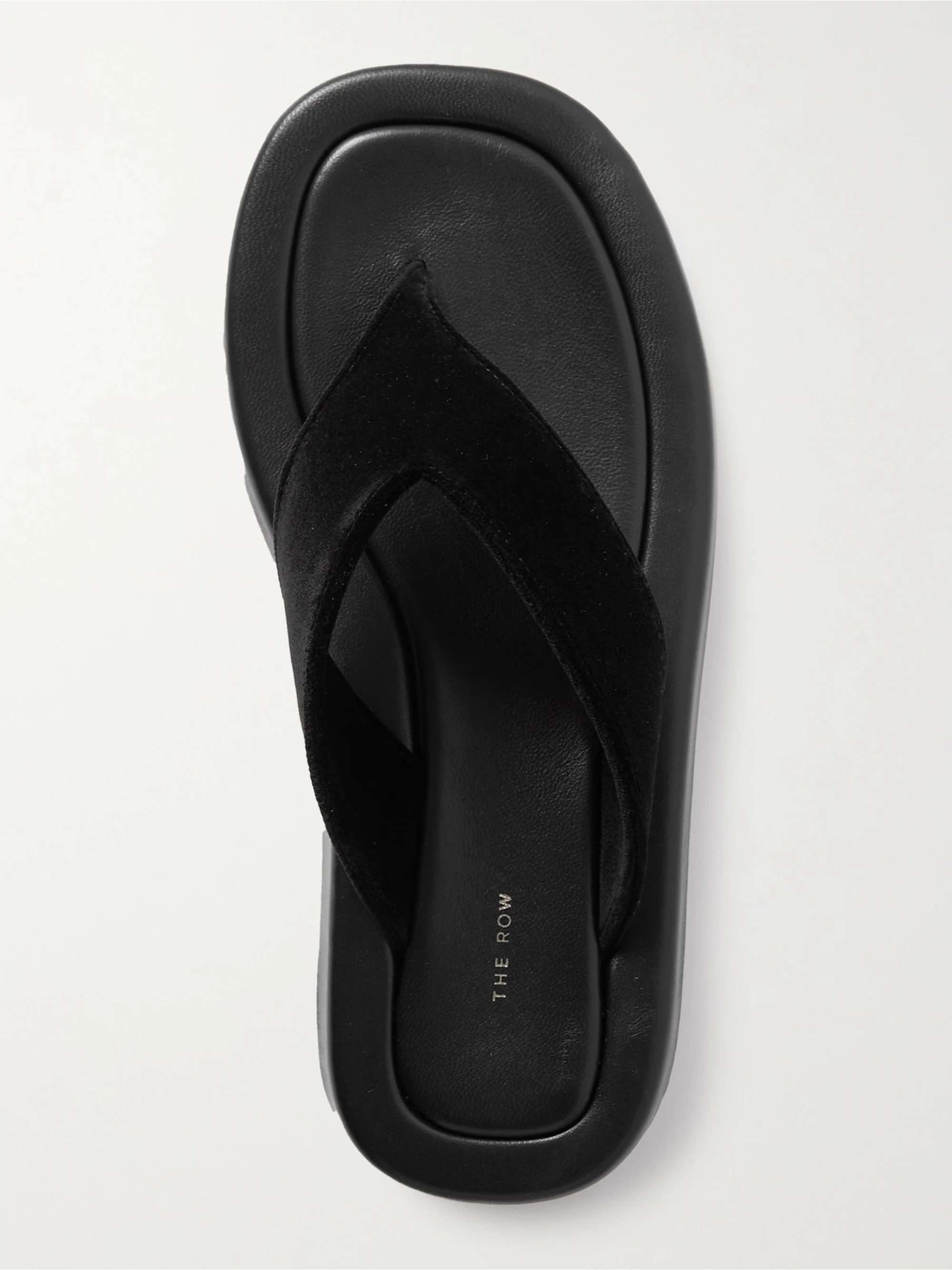 THE ROW Ginza leather and velvet platform flip flops | NET-A-PORTER