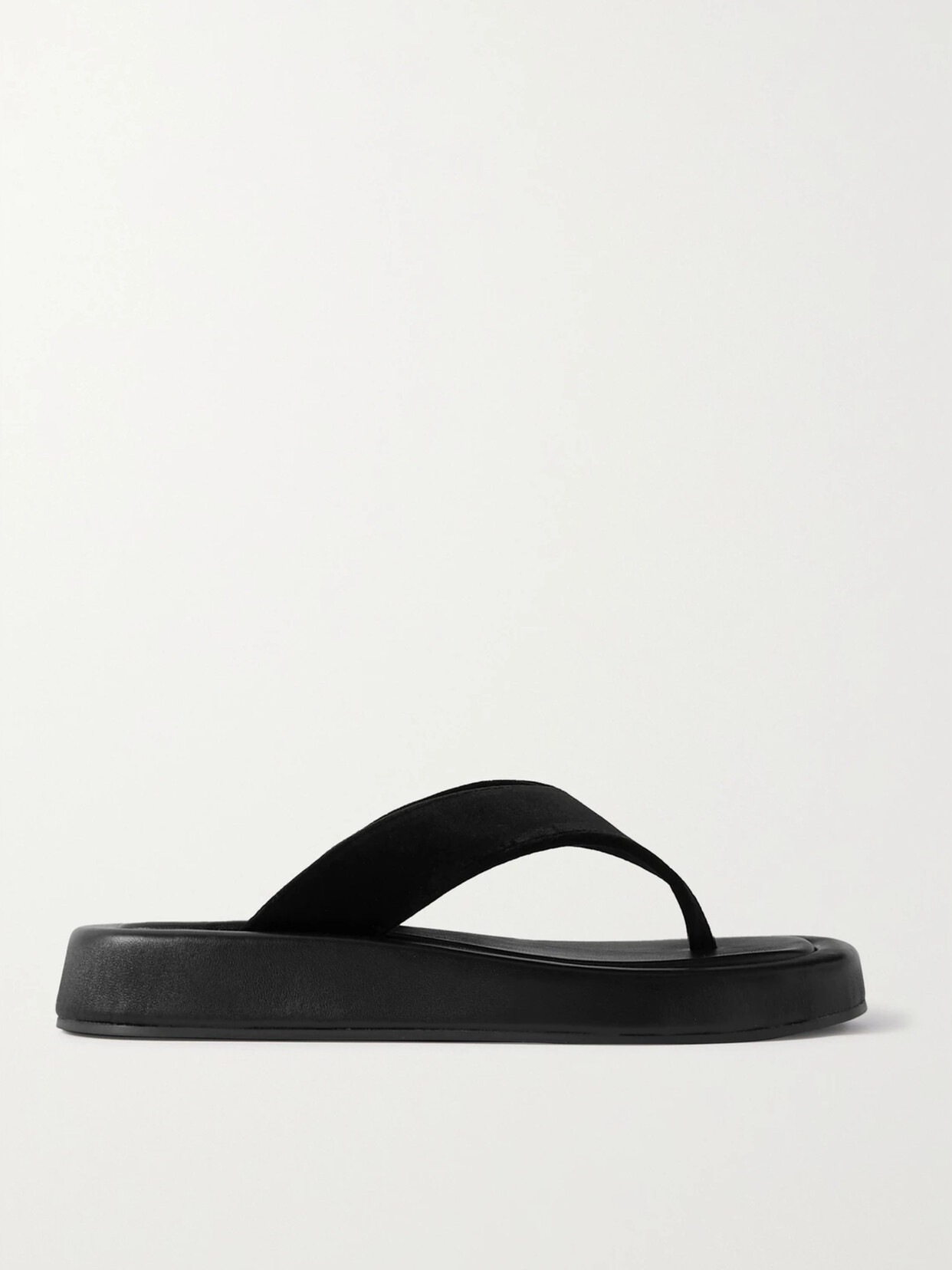 The Row Ginza Leather And Velvet Platform Flip Flops In Black