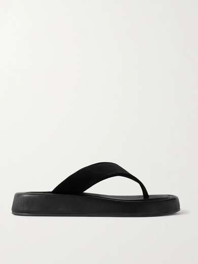 the row ginza leather platform slides