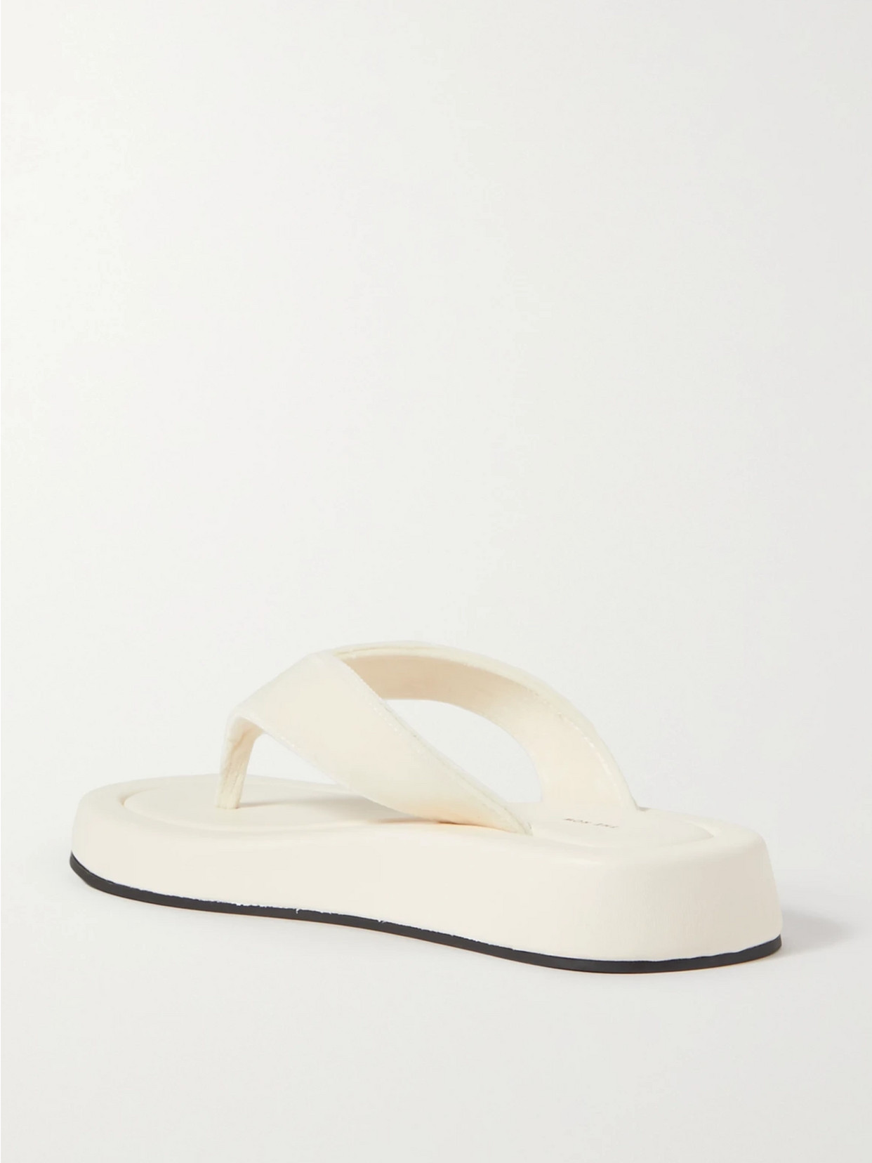 Shop The Row Ginza Leather And Velvet Platform Flip Flops In Off-white