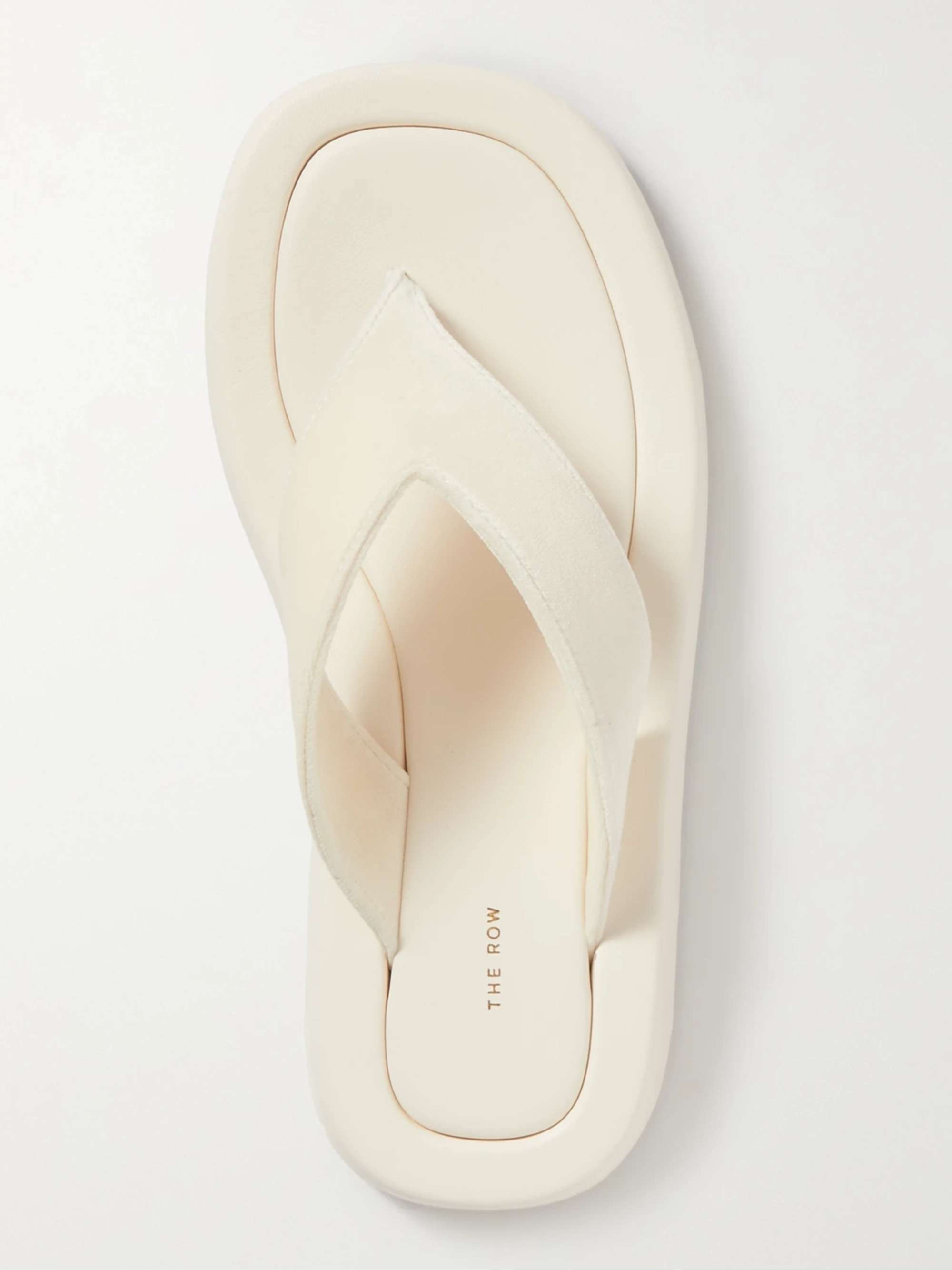 THE ROW Ginza leather and velvet platform flip flops | NET-A-PORTER