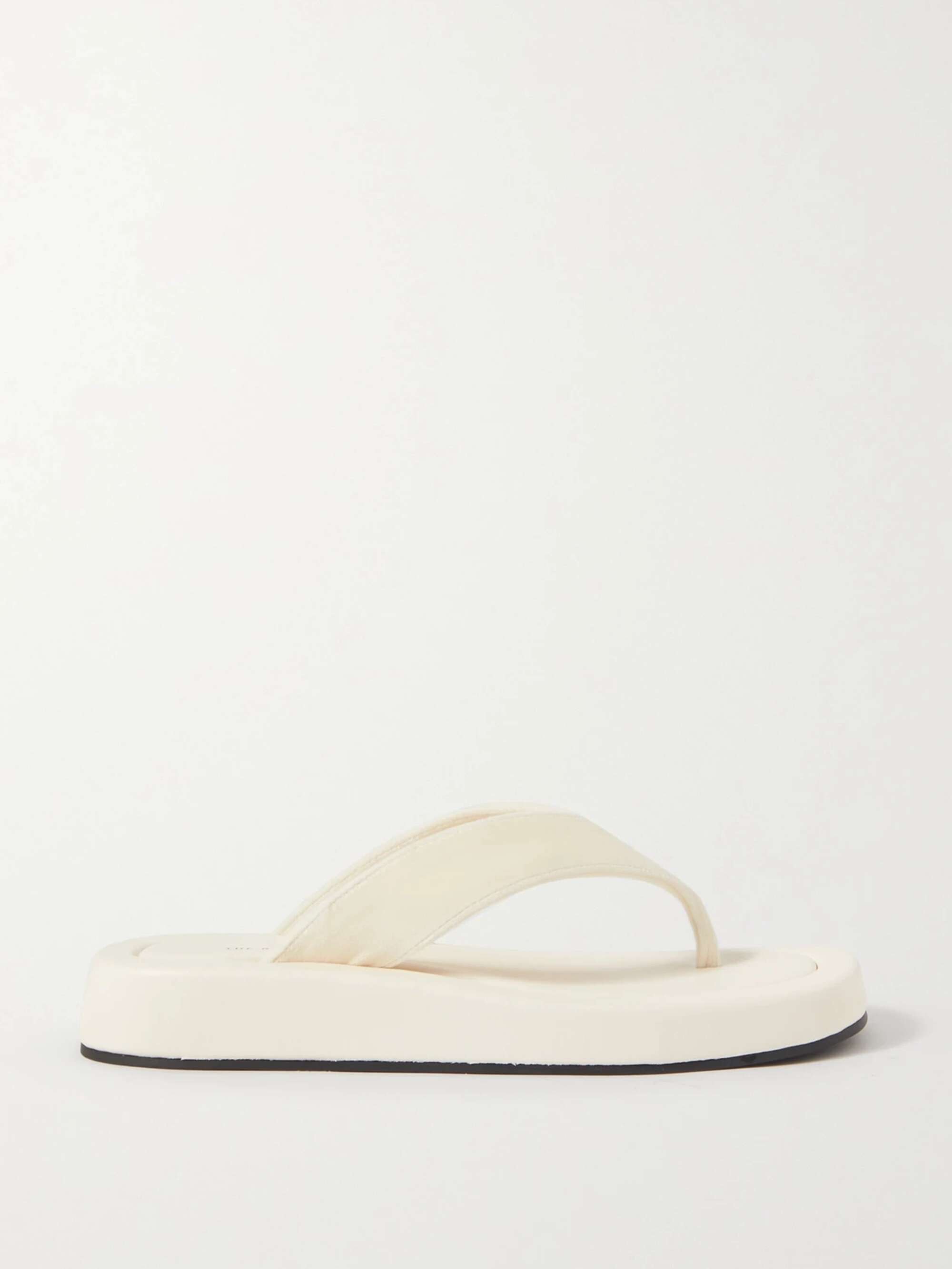 Ginza two-tone leather and suede platform flip flops