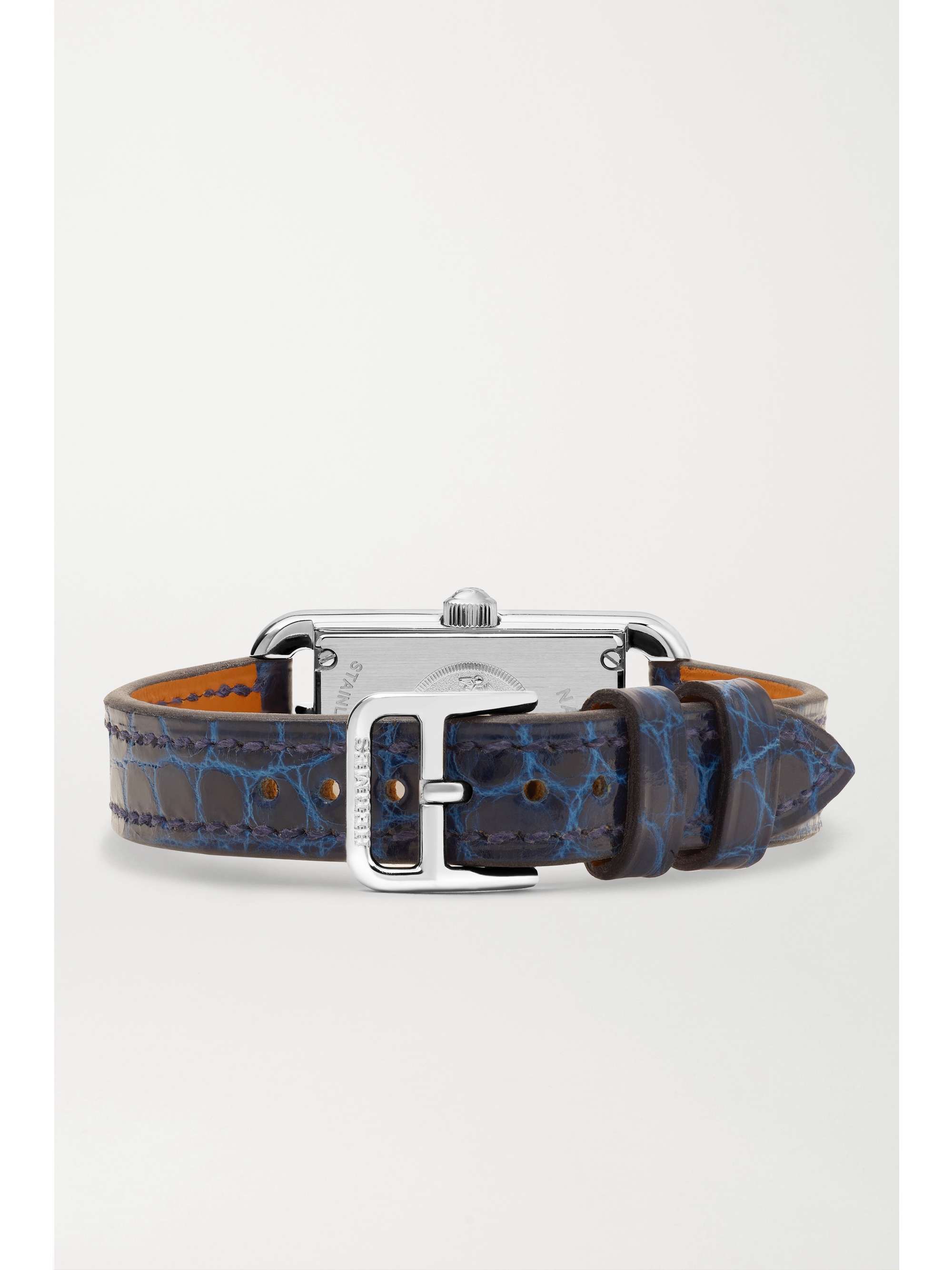 HERMÈS TIMEPIECES Montre en acier inoxydable et diamants à bracelet en alligator Nantucket Serti Joaillier Small, 29 mm
