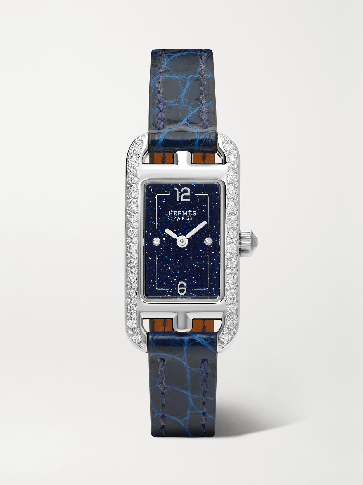 Hermès Timepieces - Nantucket Serti Joaillier 29mm Small Stainless Steel, Alligator And Diamond Watch - Blue