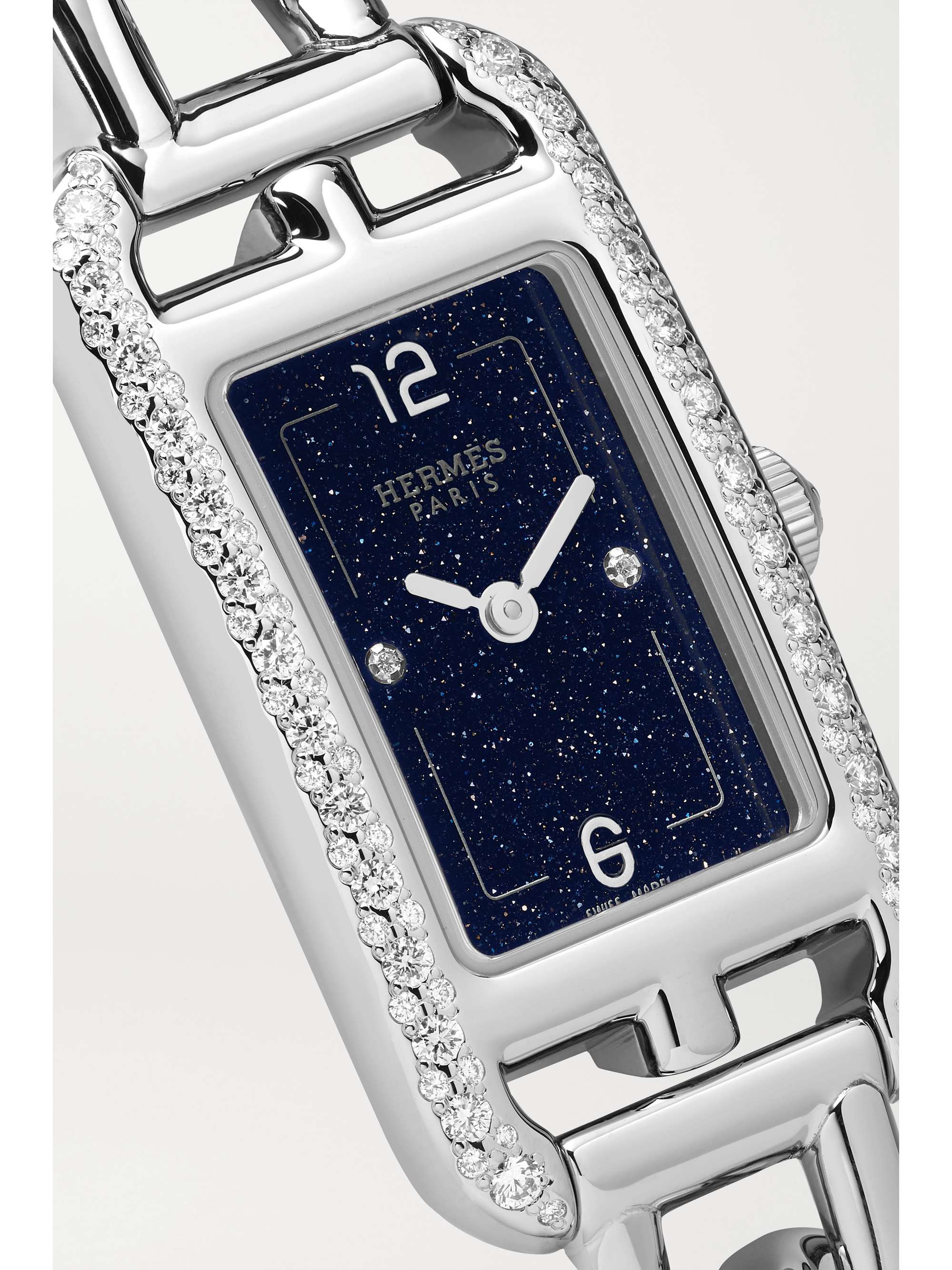 HERMÈS TIMEPIECES Nantucket 29mm small stainless steel, aventurine and diamond watch