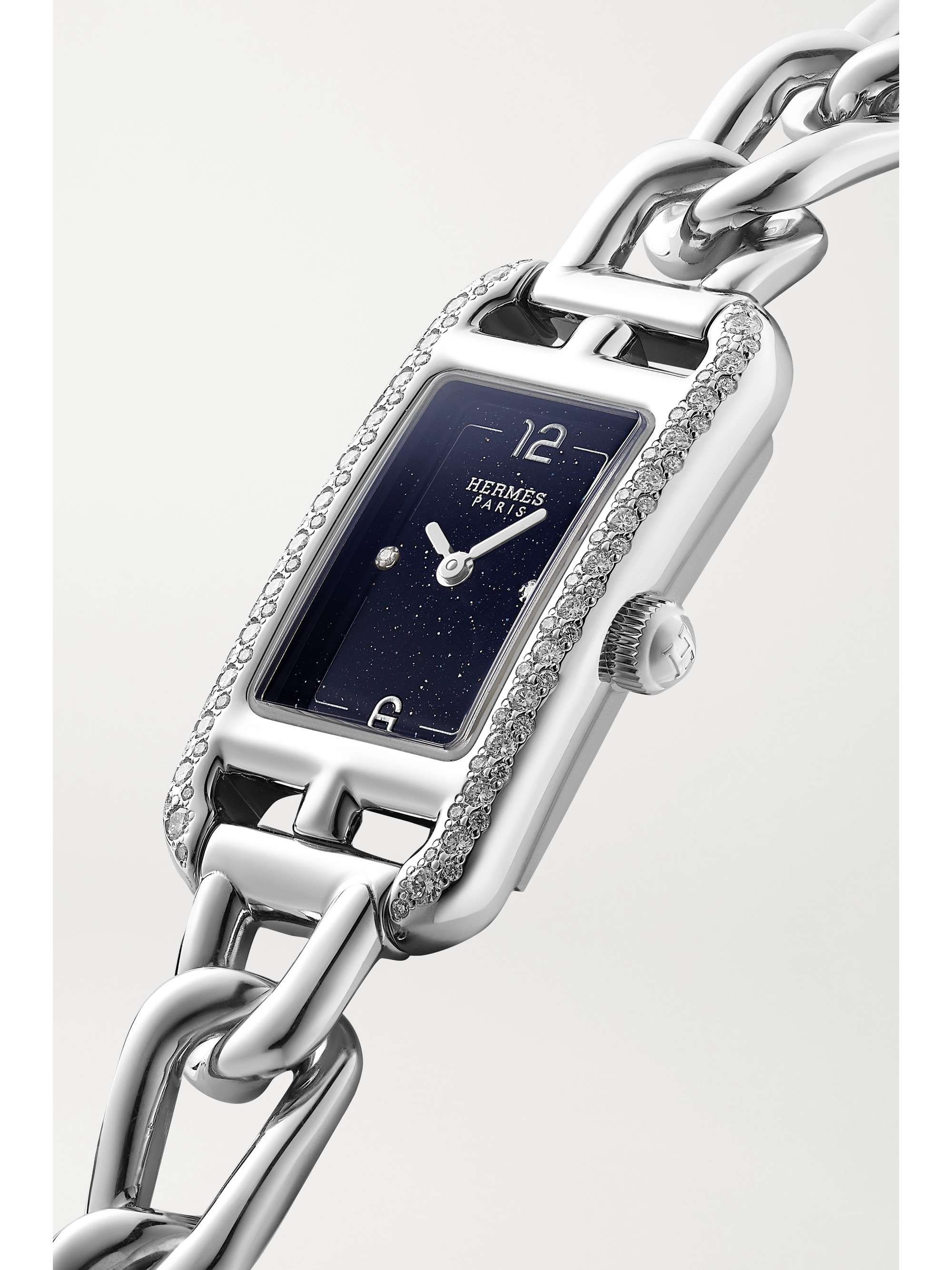 HERMÈS TIMEPIECES Nantucket 29mm small stainless steel, aventurine and diamond watch