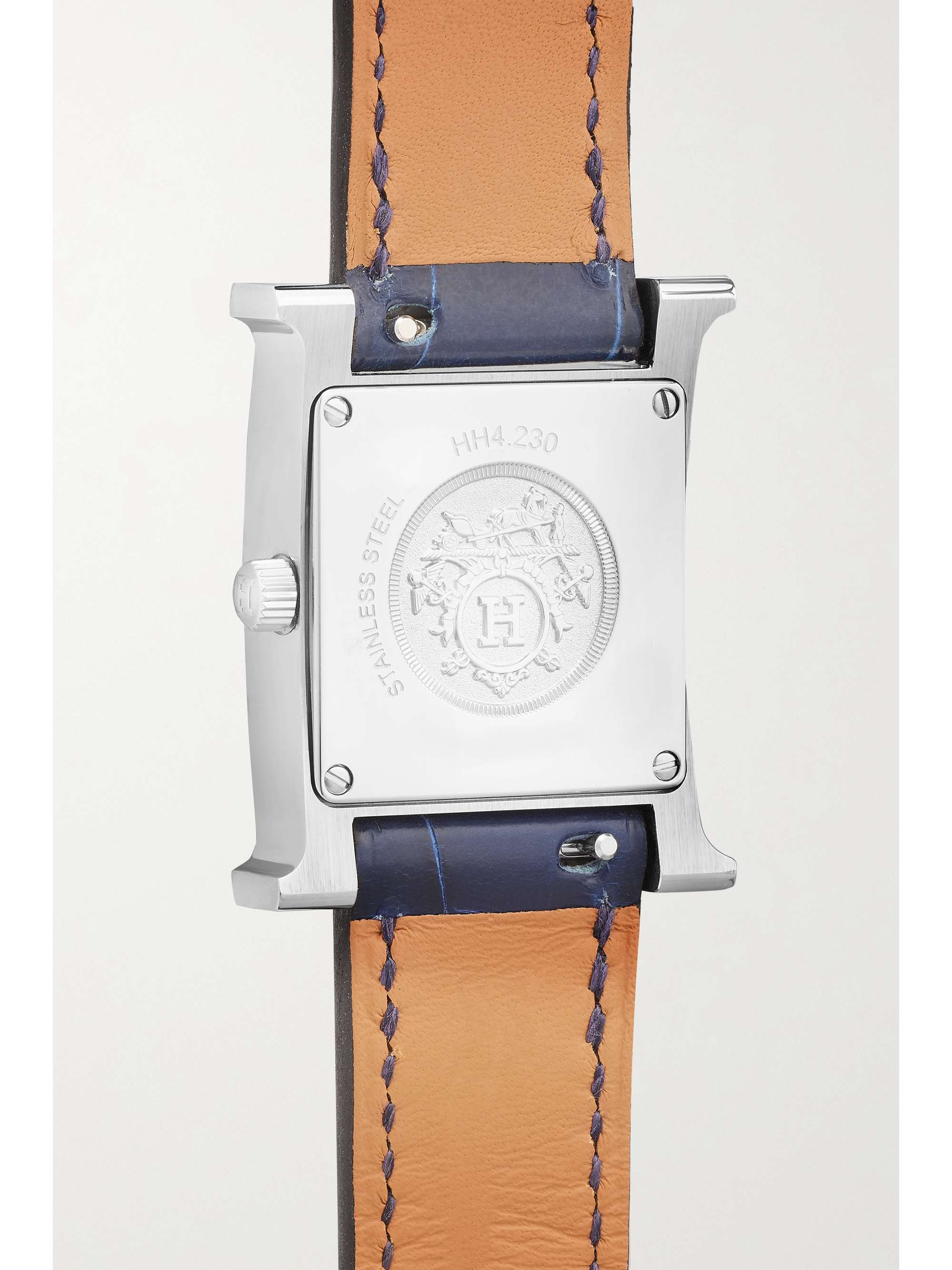 HERMÈS TIMEPIECES Heure H 25mm small stainless steel, alligator and diamond watch