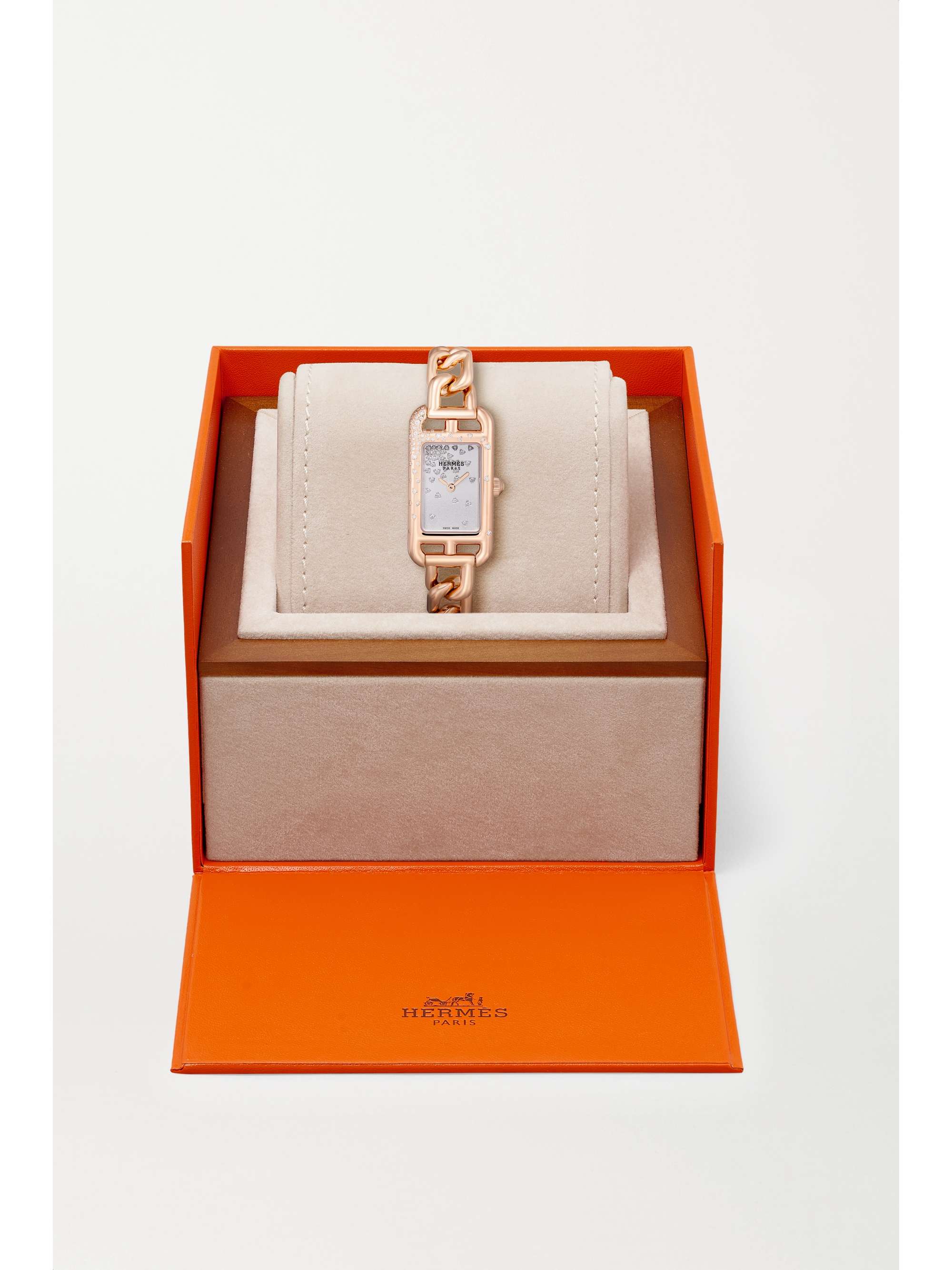 HERMÈS TIMEPIECES Montre en or rose 18 carats (750/1000) et diamants Nantucket Small, 29 mm