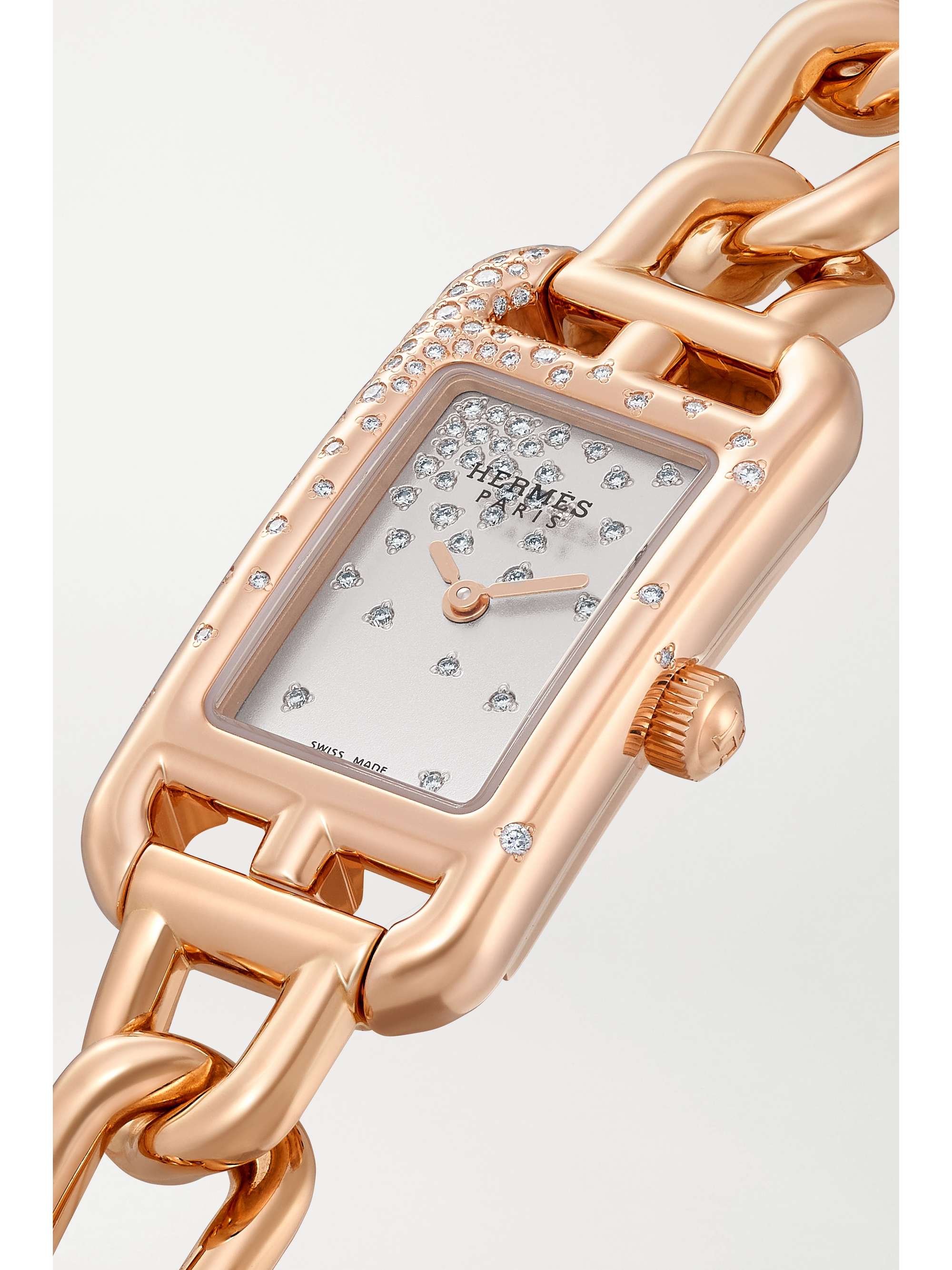 HERMÈS TIMEPIECES Montre en or rose 18 carats (750/1000) et diamants Nantucket Small, 29 mm