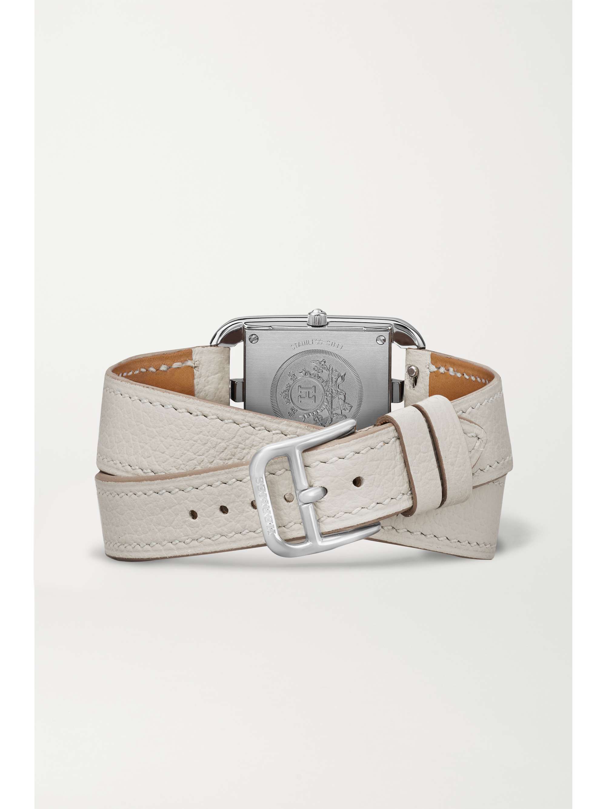 HERMÈS TIMEPIECES Montre en acier inoxydable et diamants à bracelet en cuir Cape Cod Double Tour Small, 31 mm