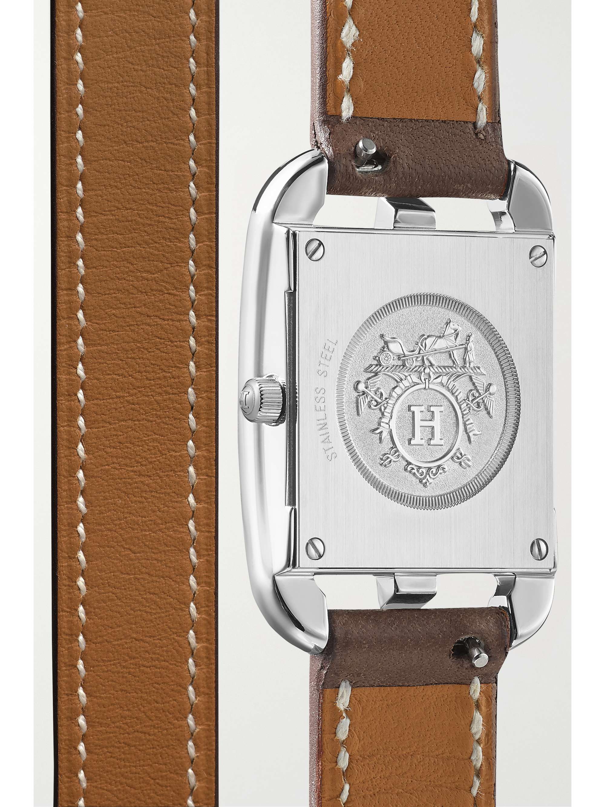 HERMÈS TIMEPIECES Cape Cod Double Tour 31mm small stainless steel, leather and diamond watch