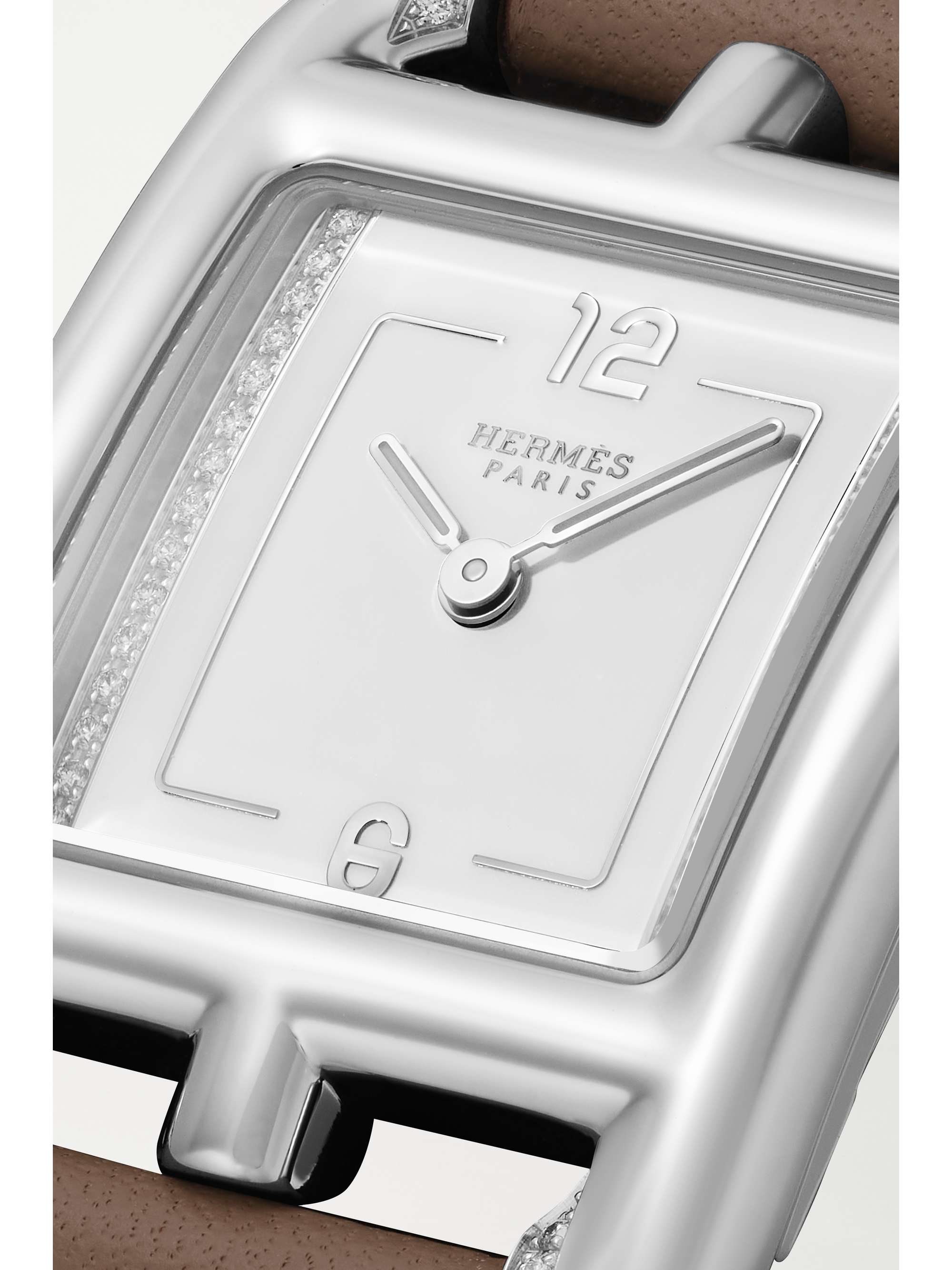 HERMÈS TIMEPIECES Cape Cod Double Tour 31mm small stainless steel, leather and diamond watch