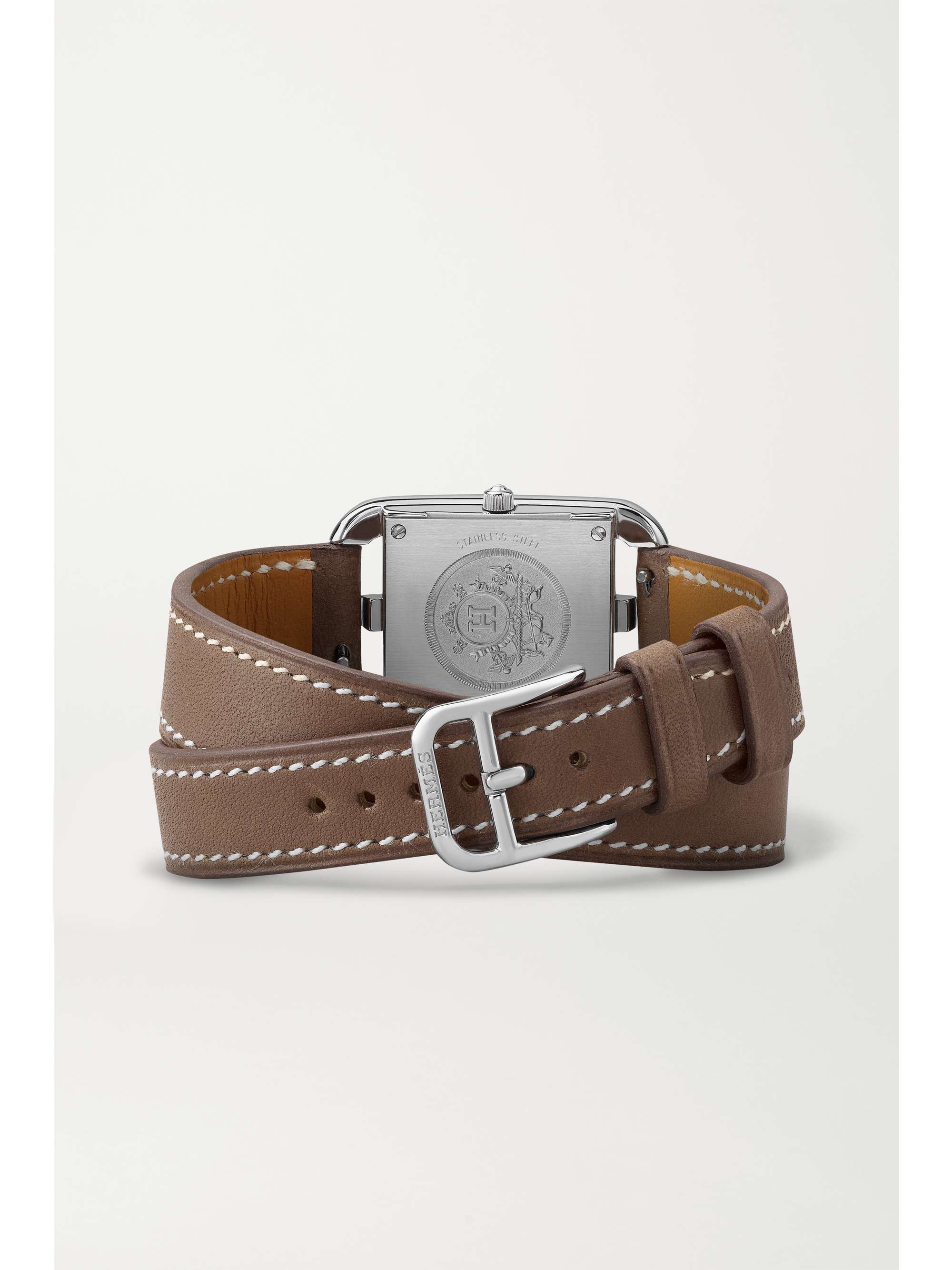 HERMÈS TIMEPIECES Cape Cod Double Tour 31mm small stainless steel, leather and diamond watch