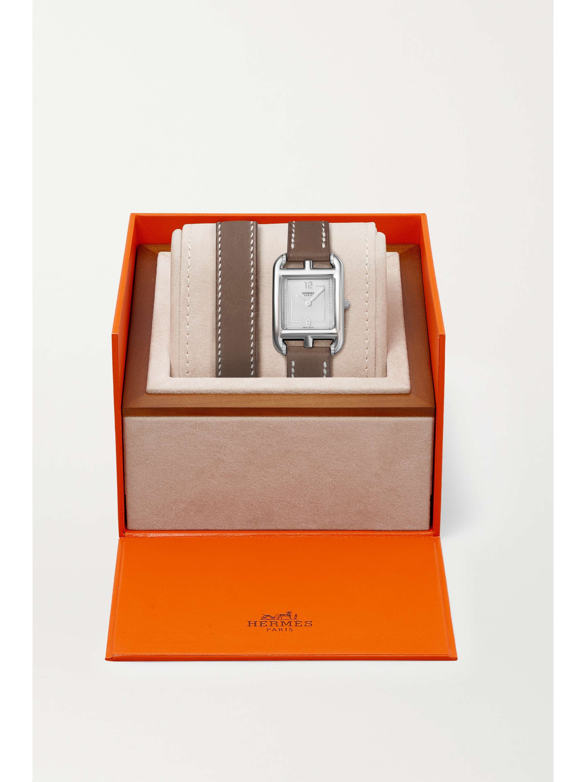 HERMÈS TIMEPIECES Cape Cod Double Tour 31mm small stainless steel, leather and diamond watch