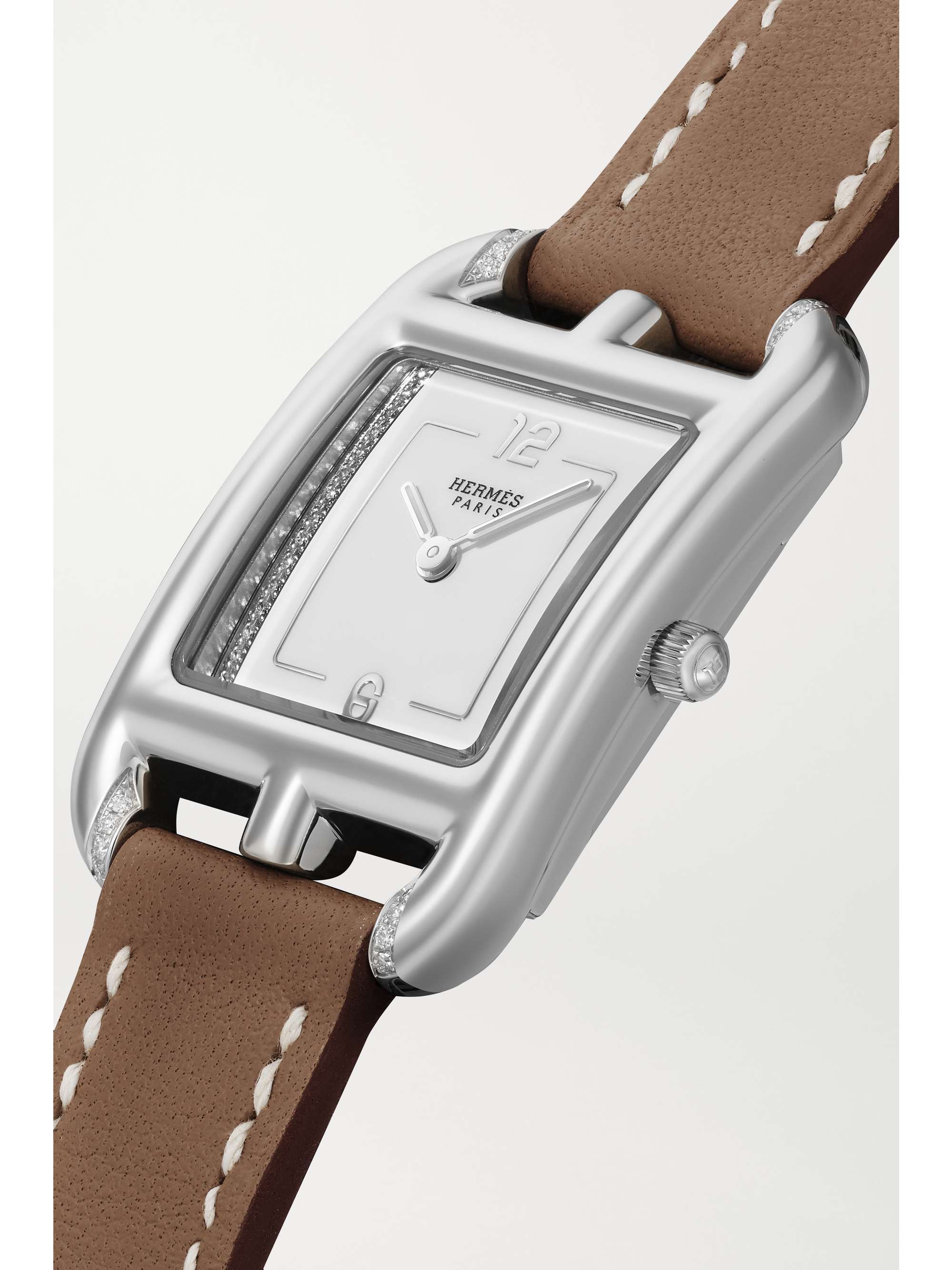 HERMÈS TIMEPIECES Cape Cod Double Tour 31mm small stainless steel, leather and diamond watch