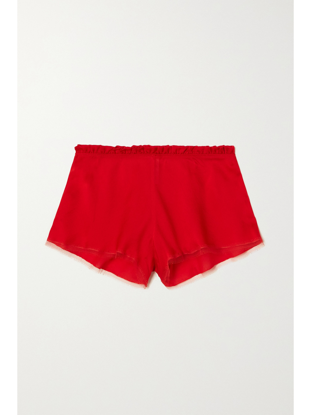 Carine Gilson Lace-trim Silk-satin Pyjama Shorts In Red