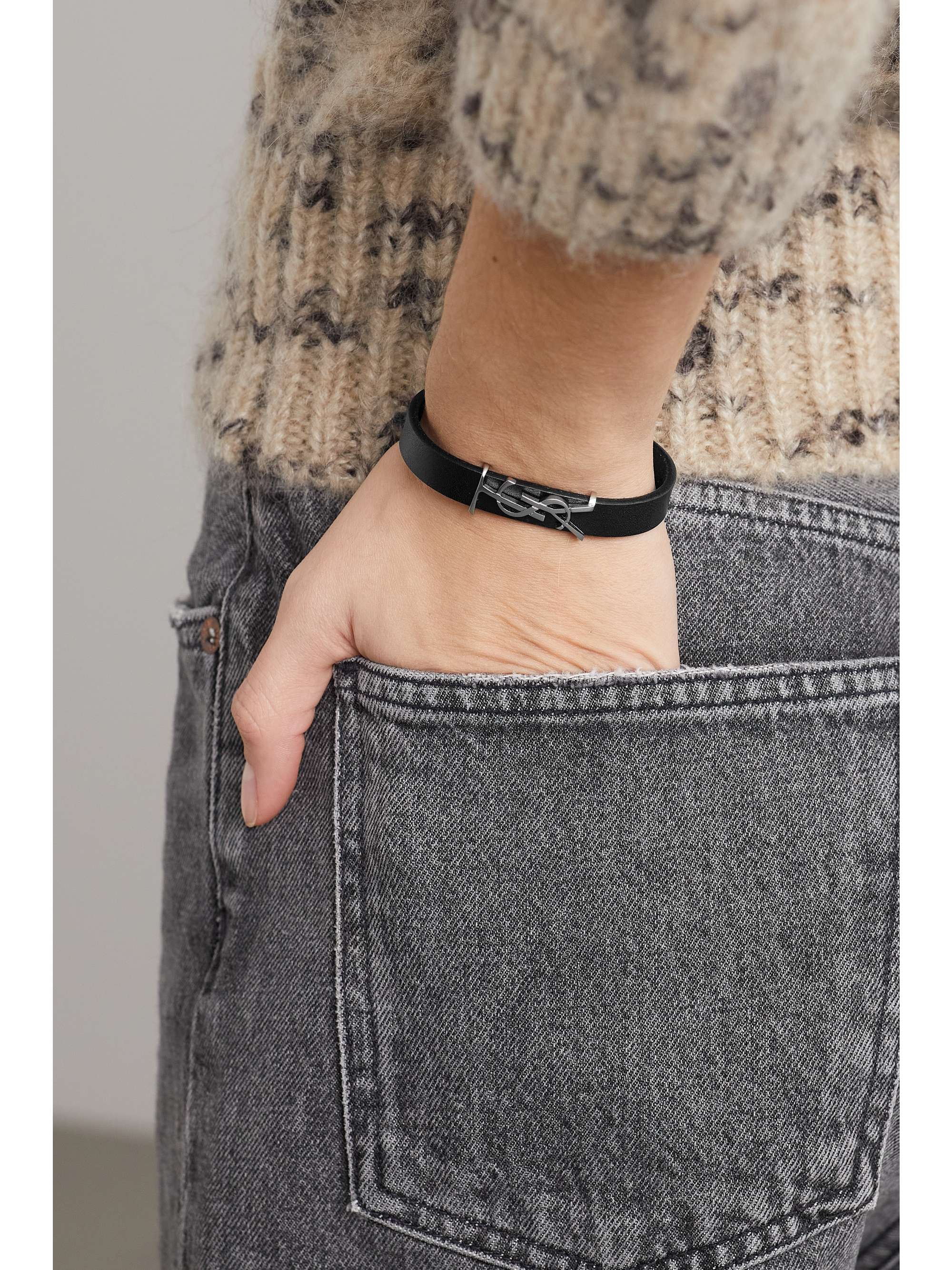 leather bracelet silver