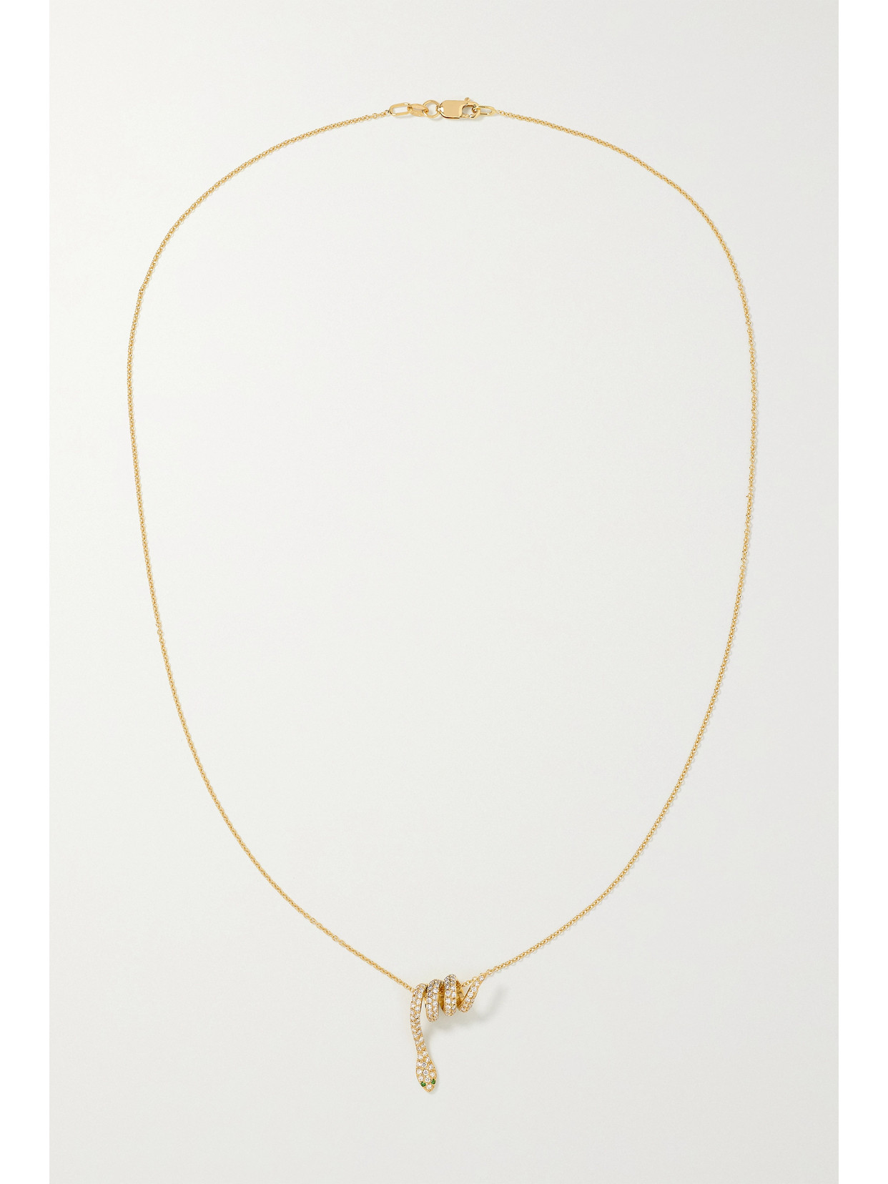 Shop Ileana Makri Curled Snake 18-karat Gold, Diamond And Tsavorite Necklace