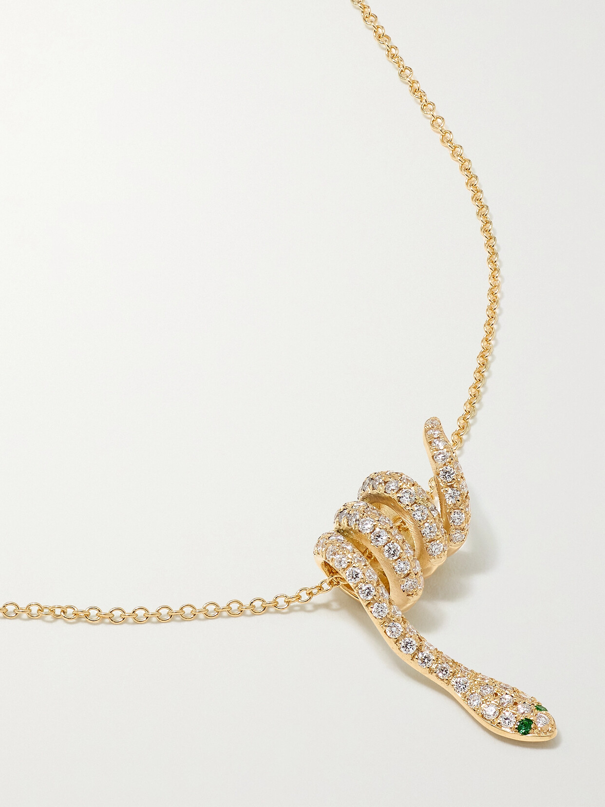 Ileana Makri Curled Snake 18-karat Gold, Diamond And Tsavorite Necklace