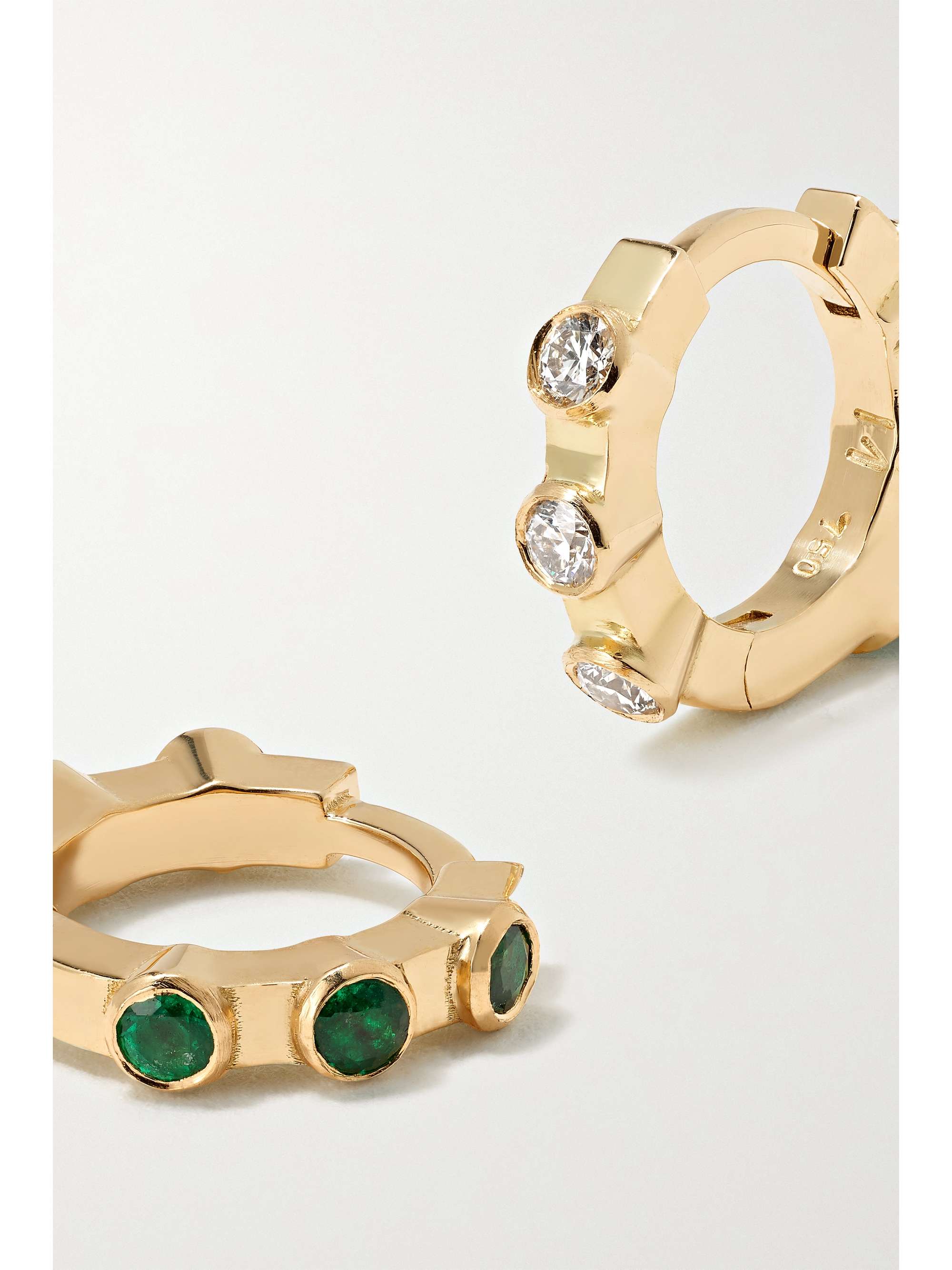 ILEANA MAKRI Stepping Stone 18-karat gold, emerald and diamond hoop earrings