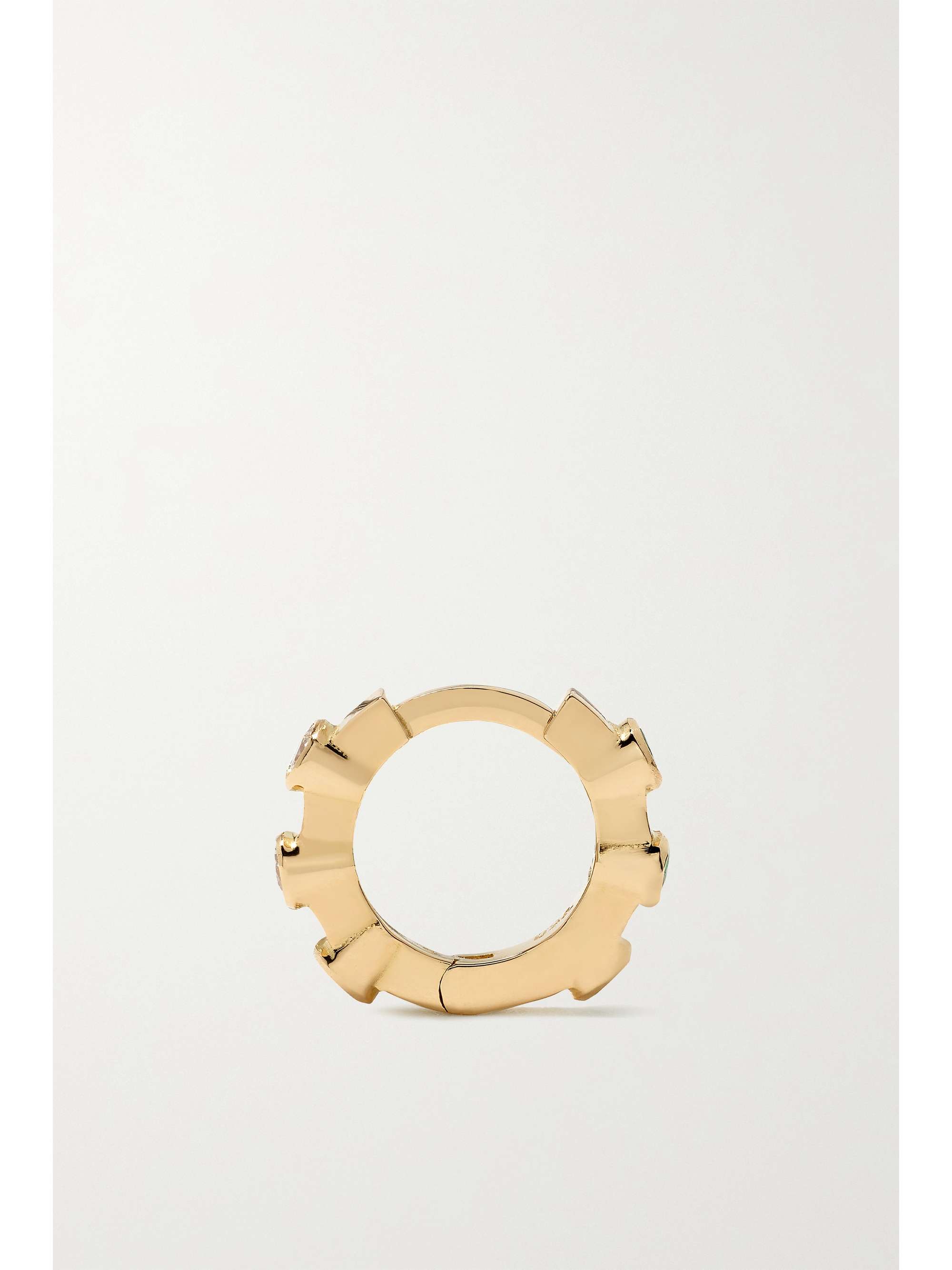 ILEANA MAKRI Stepping Stone 18-karat gold, emerald and diamond hoop earrings