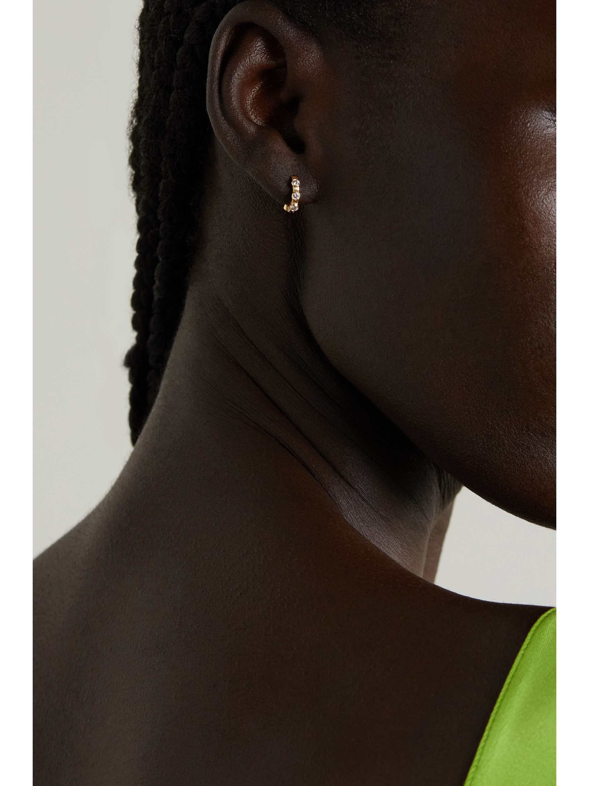 ILEANA MAKRI Stepping Stone 18-karat gold, emerald and diamond hoop earrings