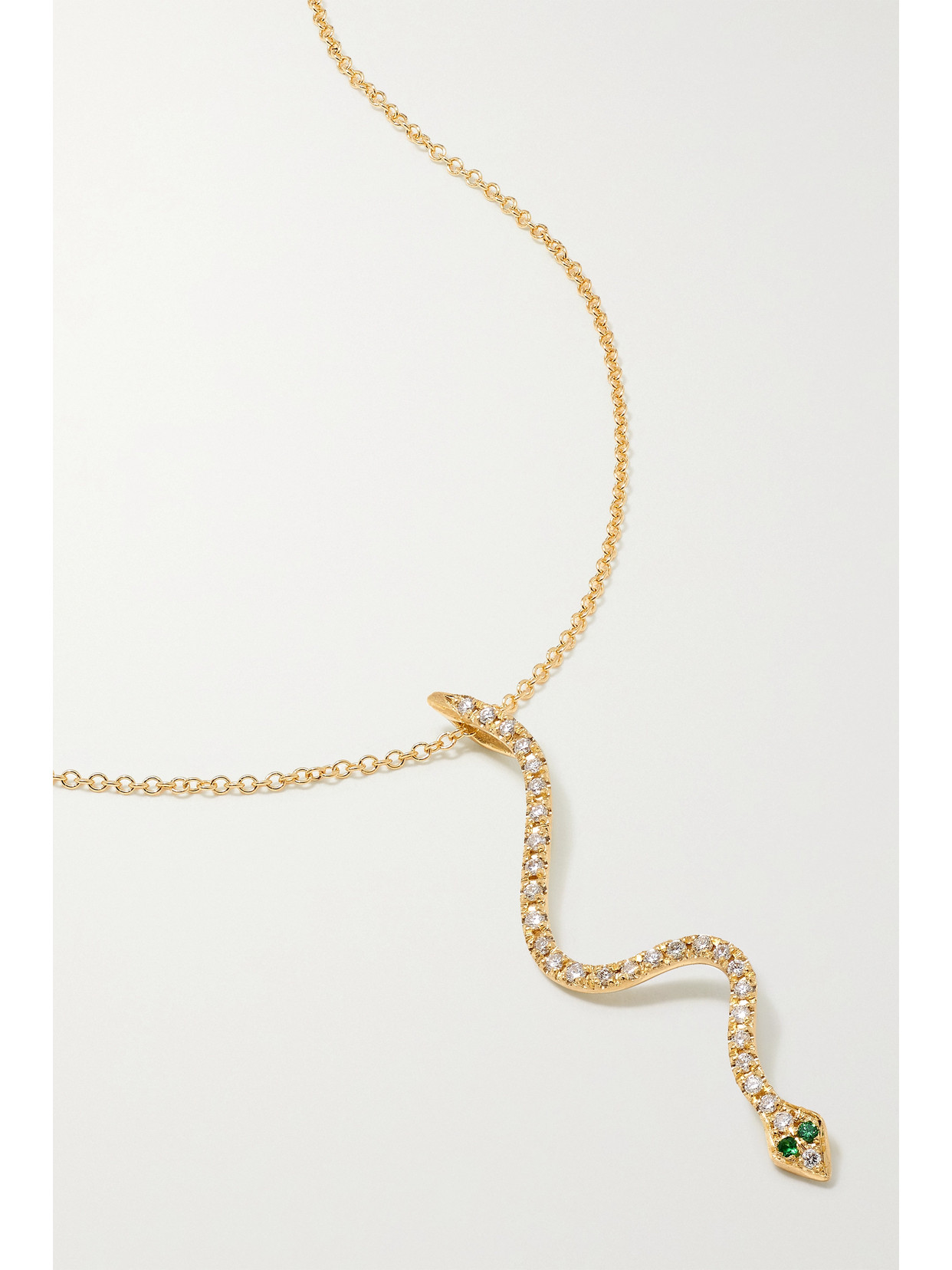 Ileana Makri Lucky Snake 18-karat Gold, Diamond And Tsavorite Necklace