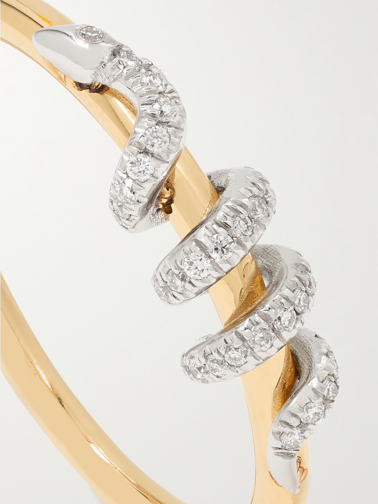 Shop Ileana Makri Twisted Boa 18-karat Yellow And White Gold Diamond Ring