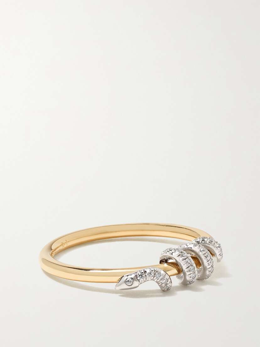 Ileana Makri Twisted Boa 18-karat Yellow And White Gold Diamond Ring