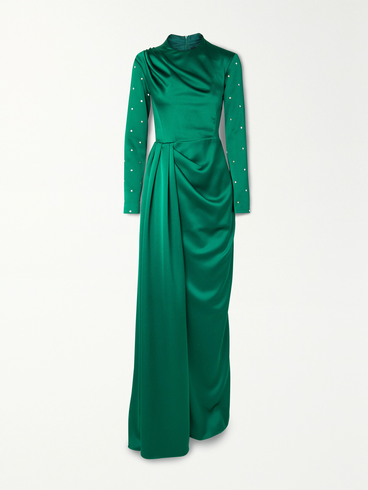 Rasario Crystal-embellished Draped Satin Gown In Green | ModeSens