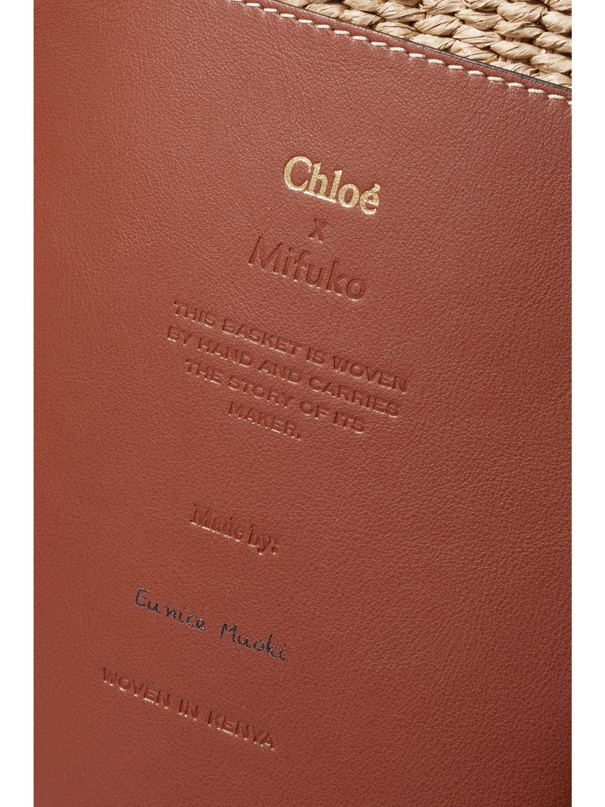 CHLOÉ Large leather-trimmed raffia basket bag