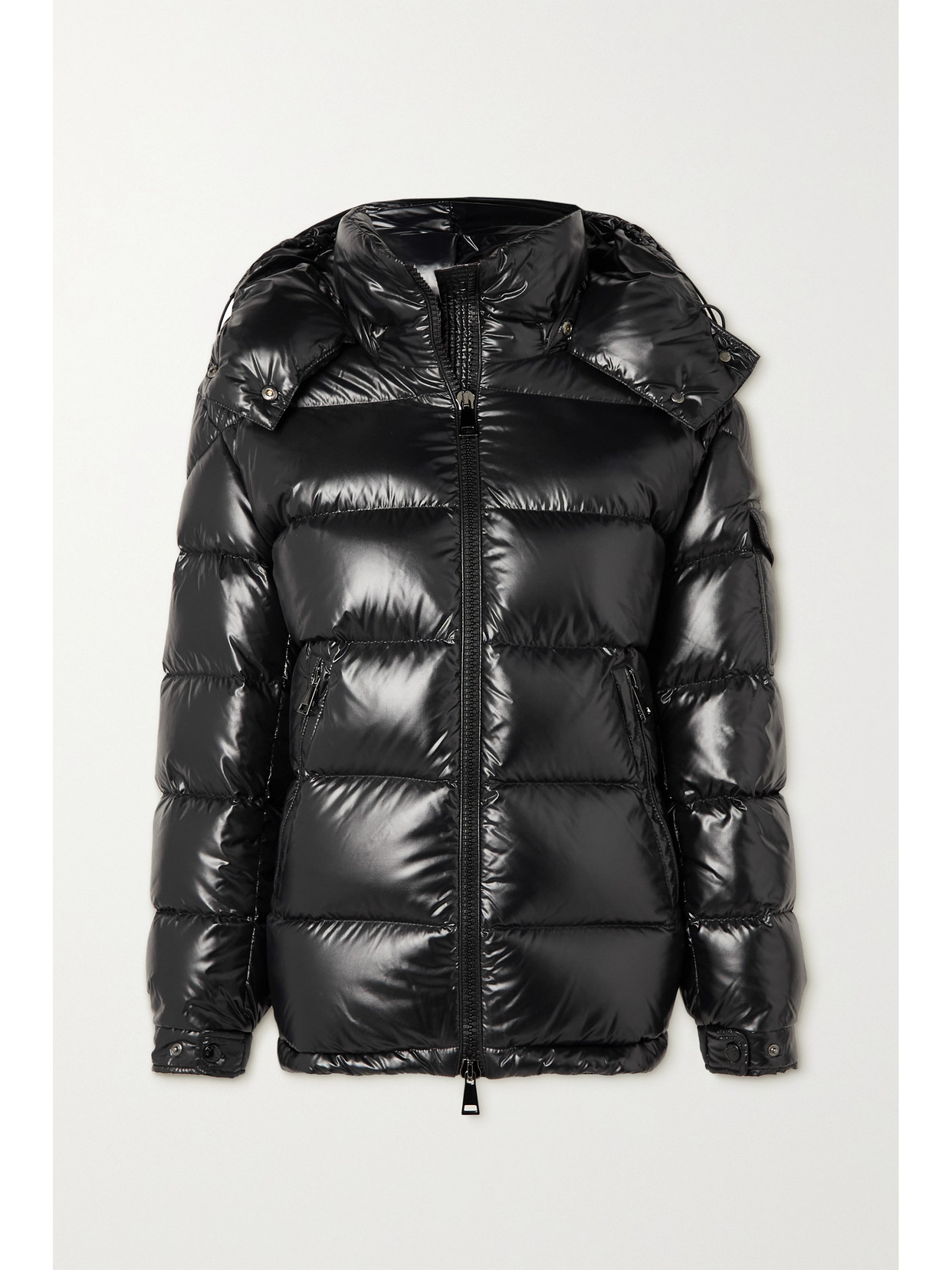 Moncler Maire Hooded Quilted Glossed-shell Down Jacket In Black