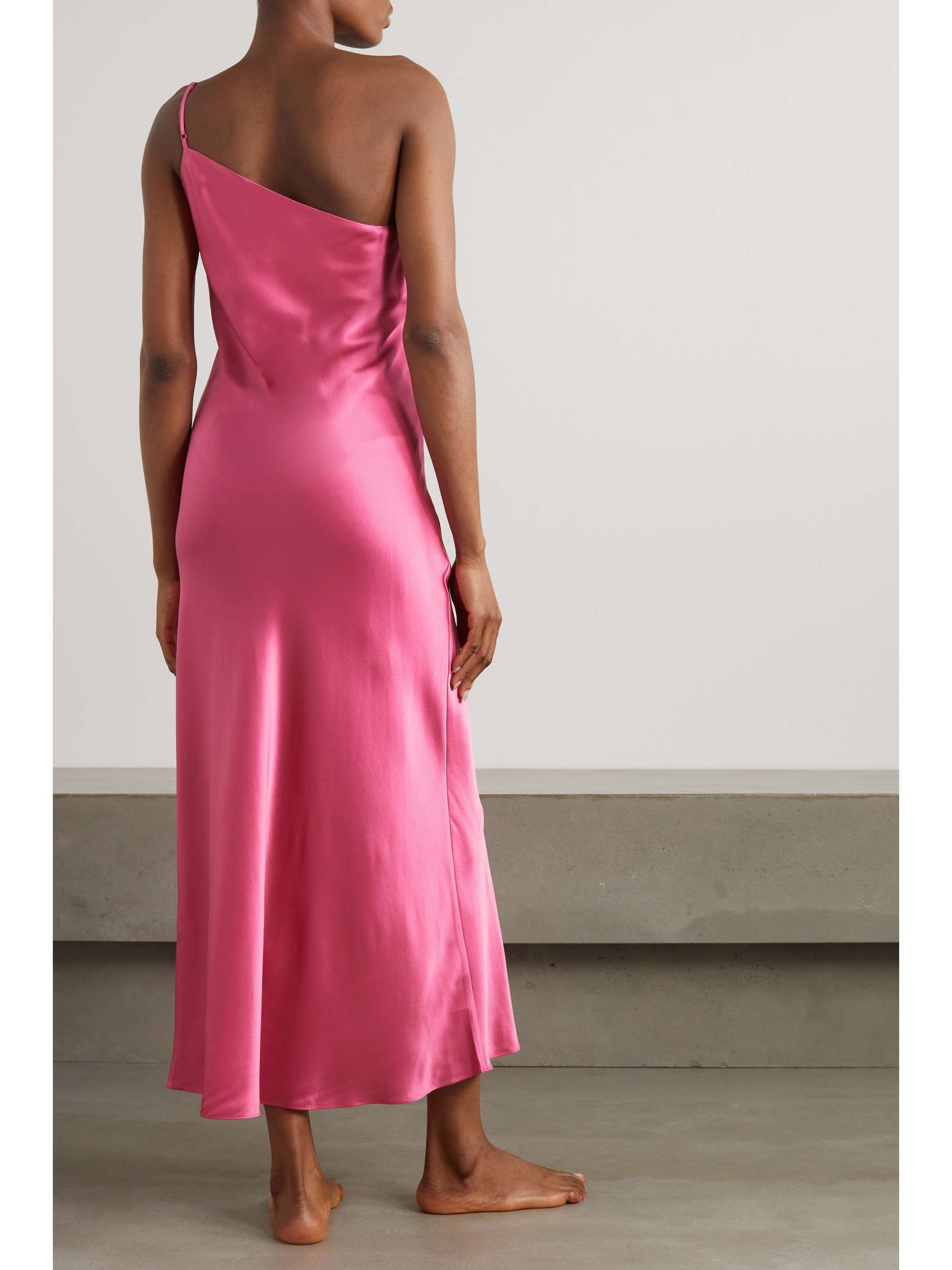 MAISON ESSENTIELE + NET SUSTAIN one-shoulder silk-satin midi dress